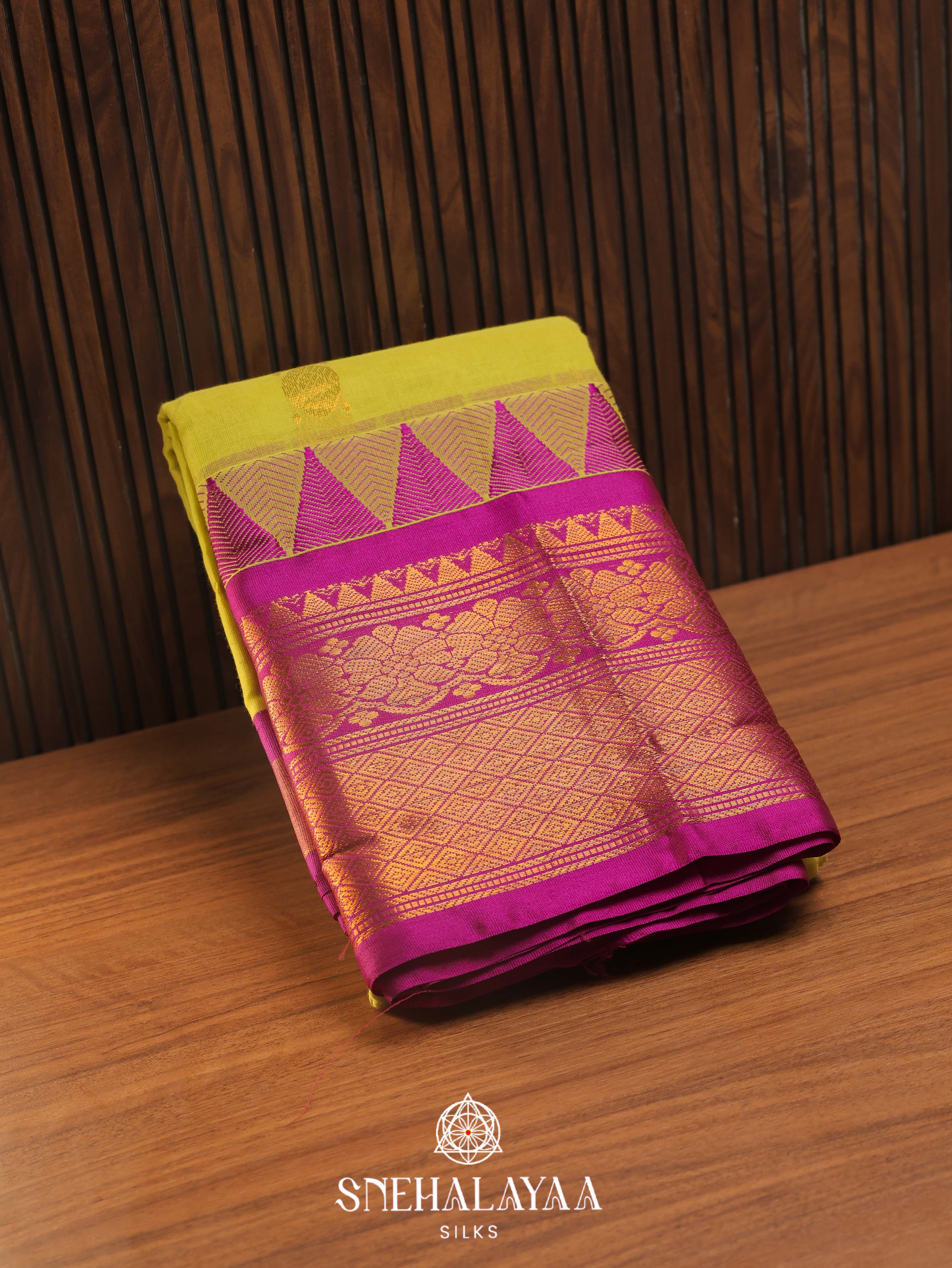 Mehendi Green Gadwal Cotton Saree