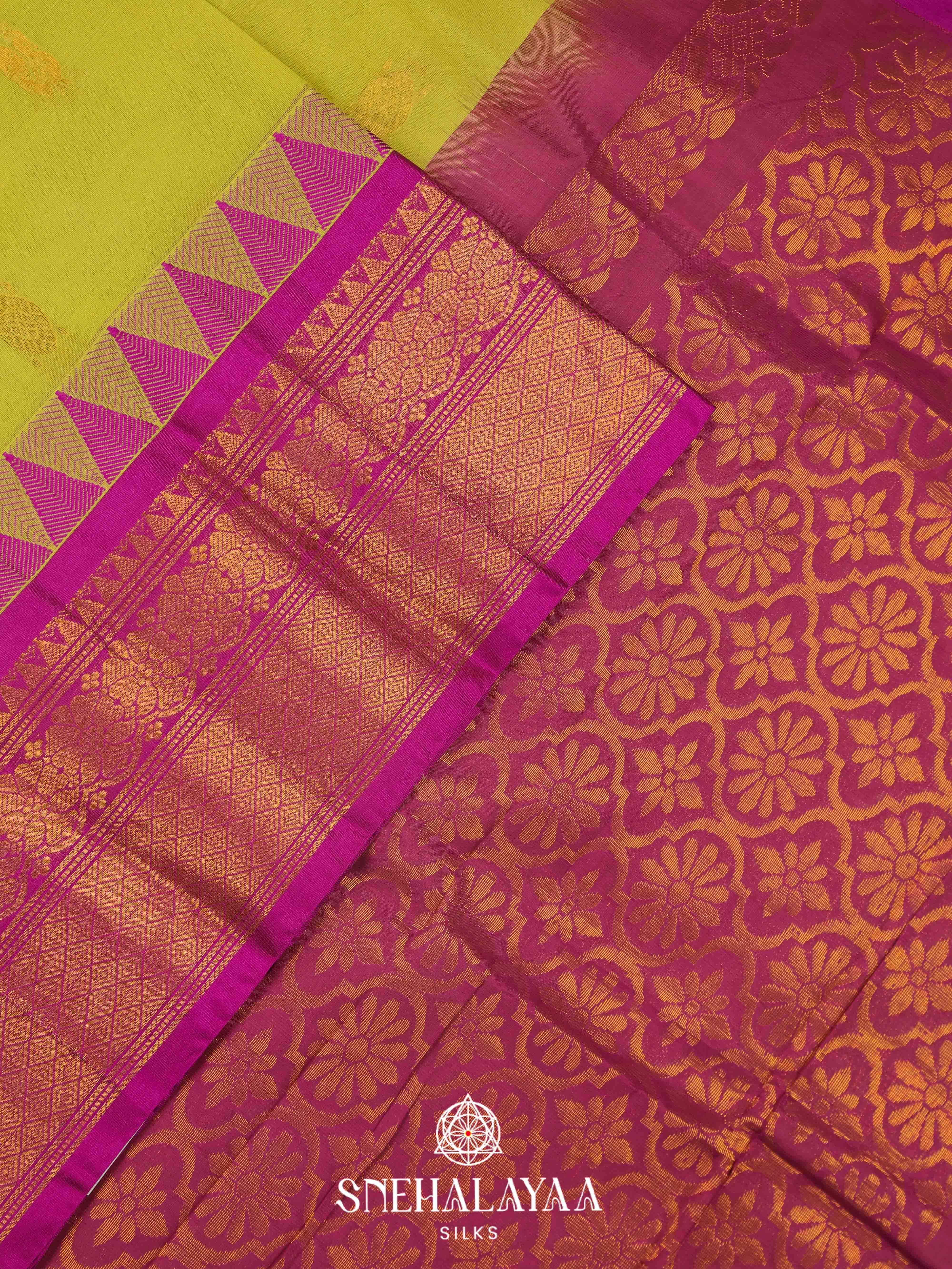 Mehendi Green Gadwal Cotton Saree