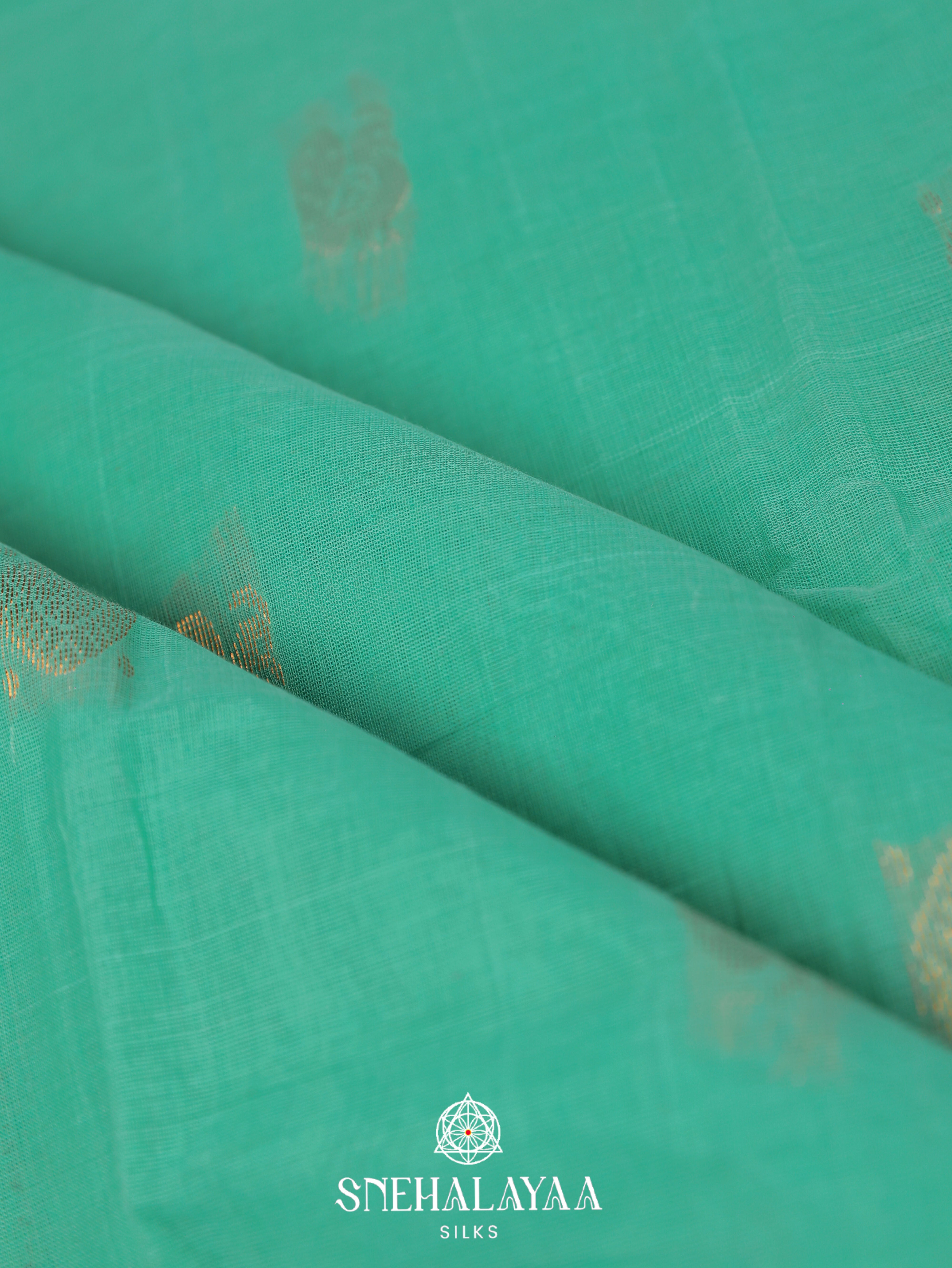 Teal Blue Gadwal Cotton Saree