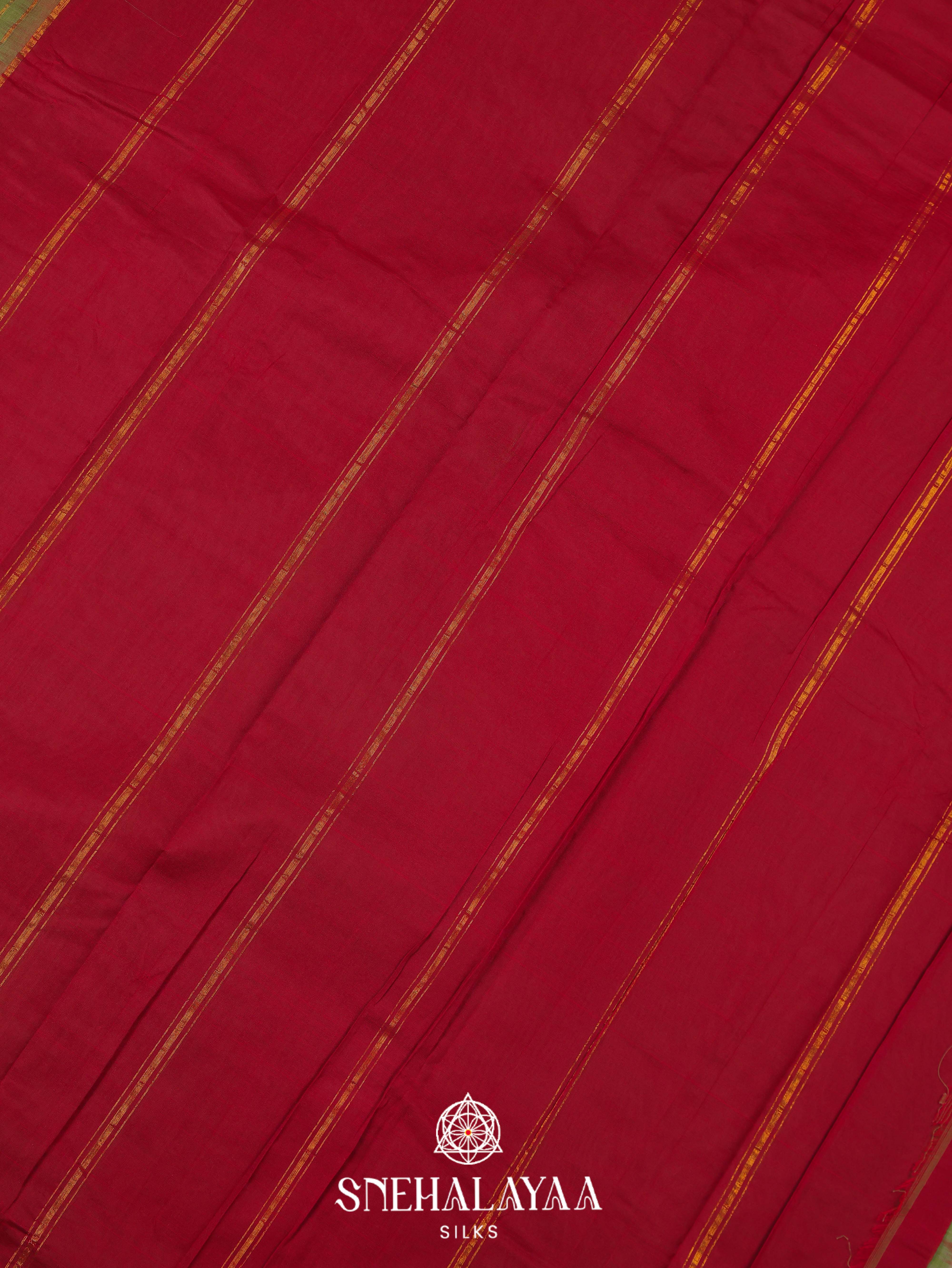 Olive Green Gadwal Cotton Saree