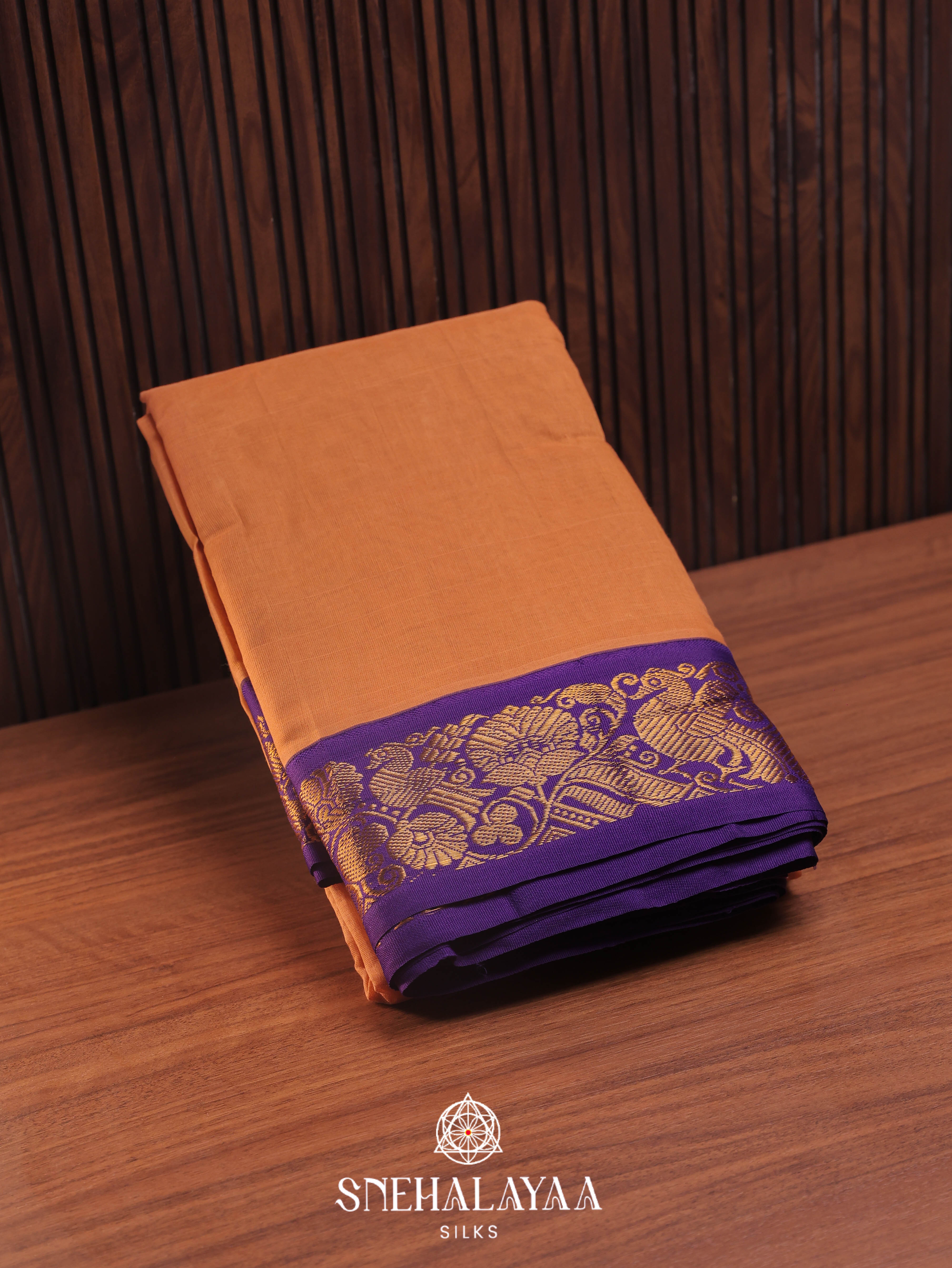 Peach Gadwal Cotton Saree