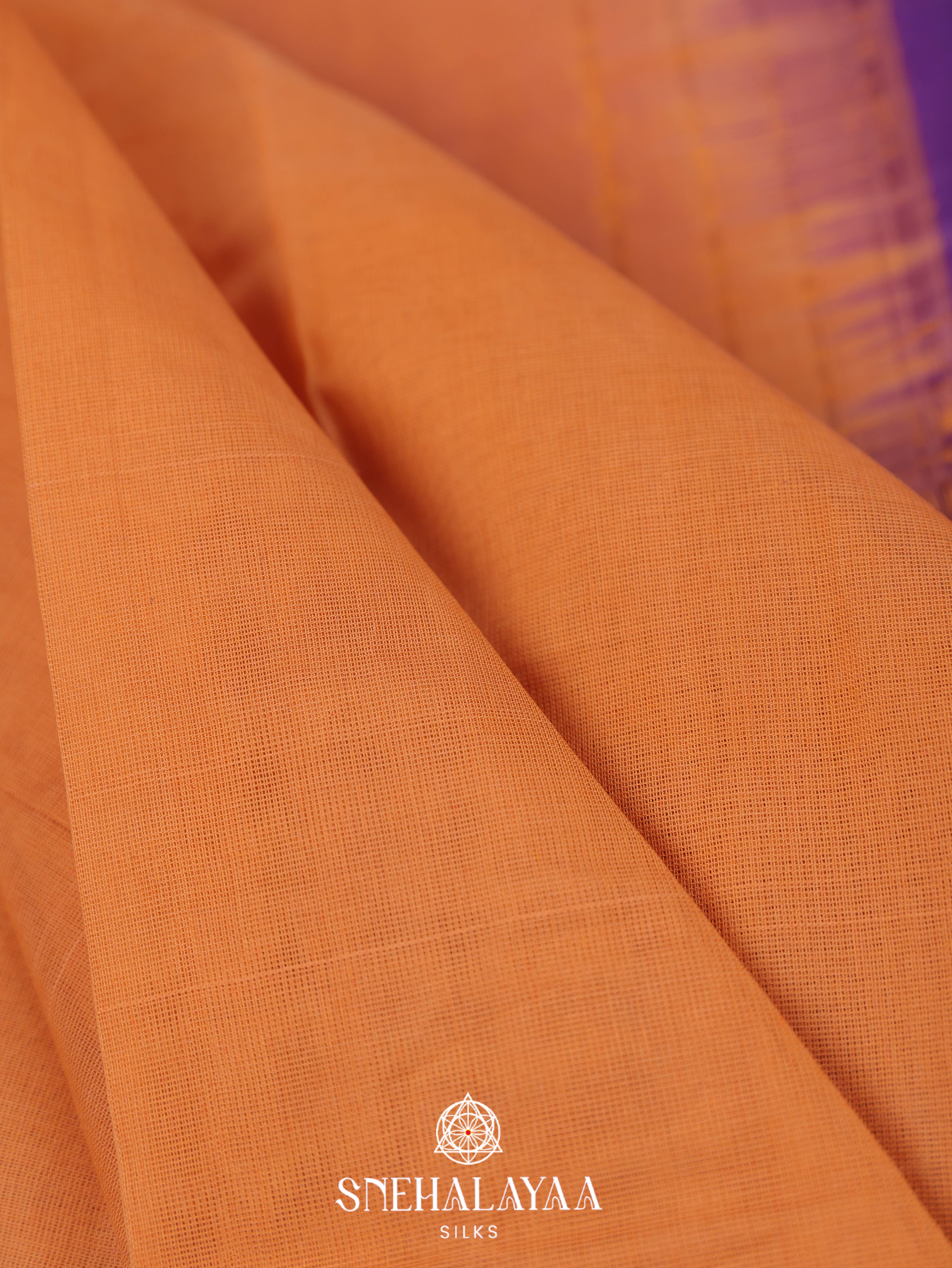 Peach Gadwal Cotton Saree