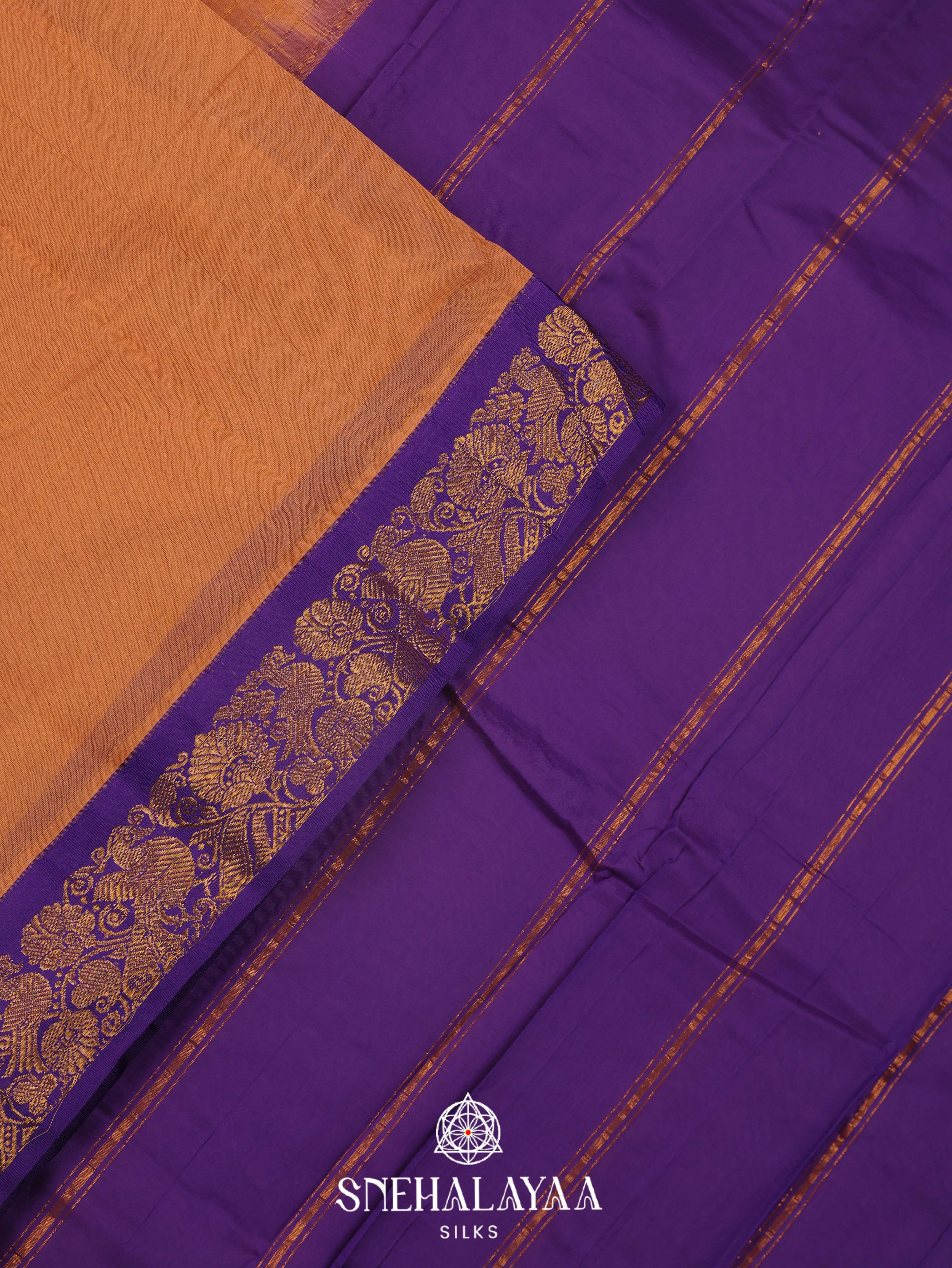 Peach Gadwal Cotton Saree