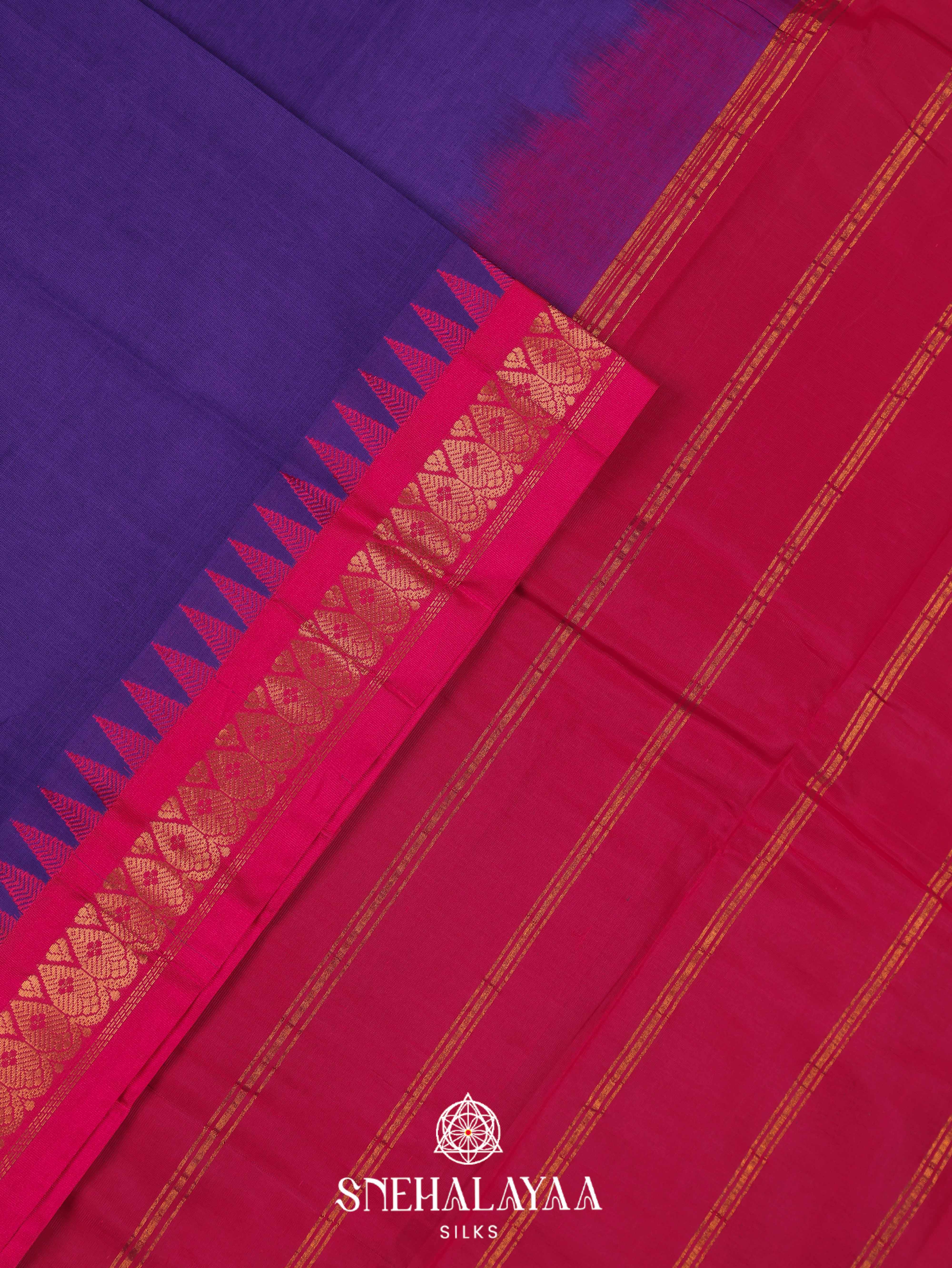 Blue Gadwal Cotton Saree
