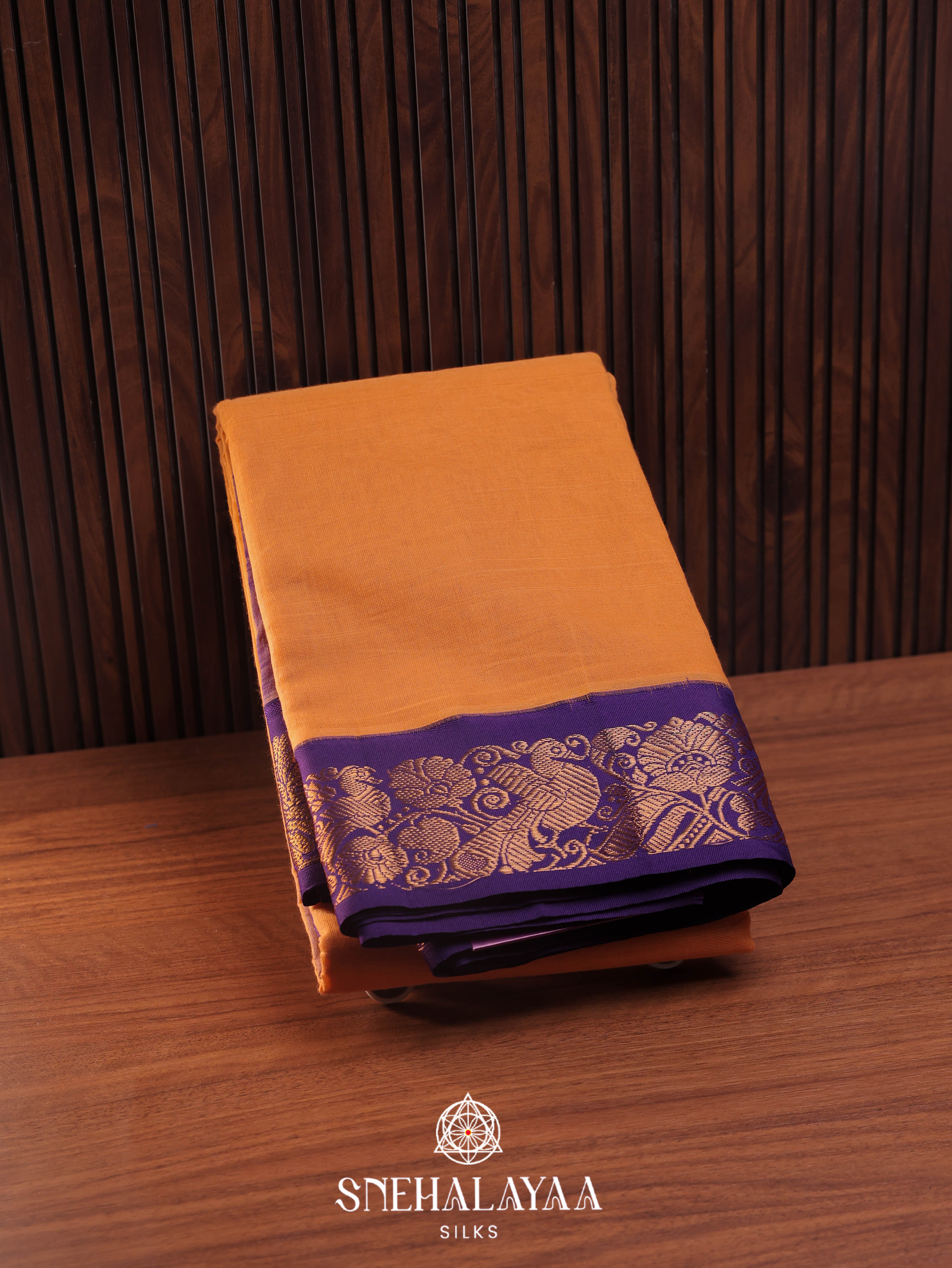 Peach Gadwal Cotton Saree