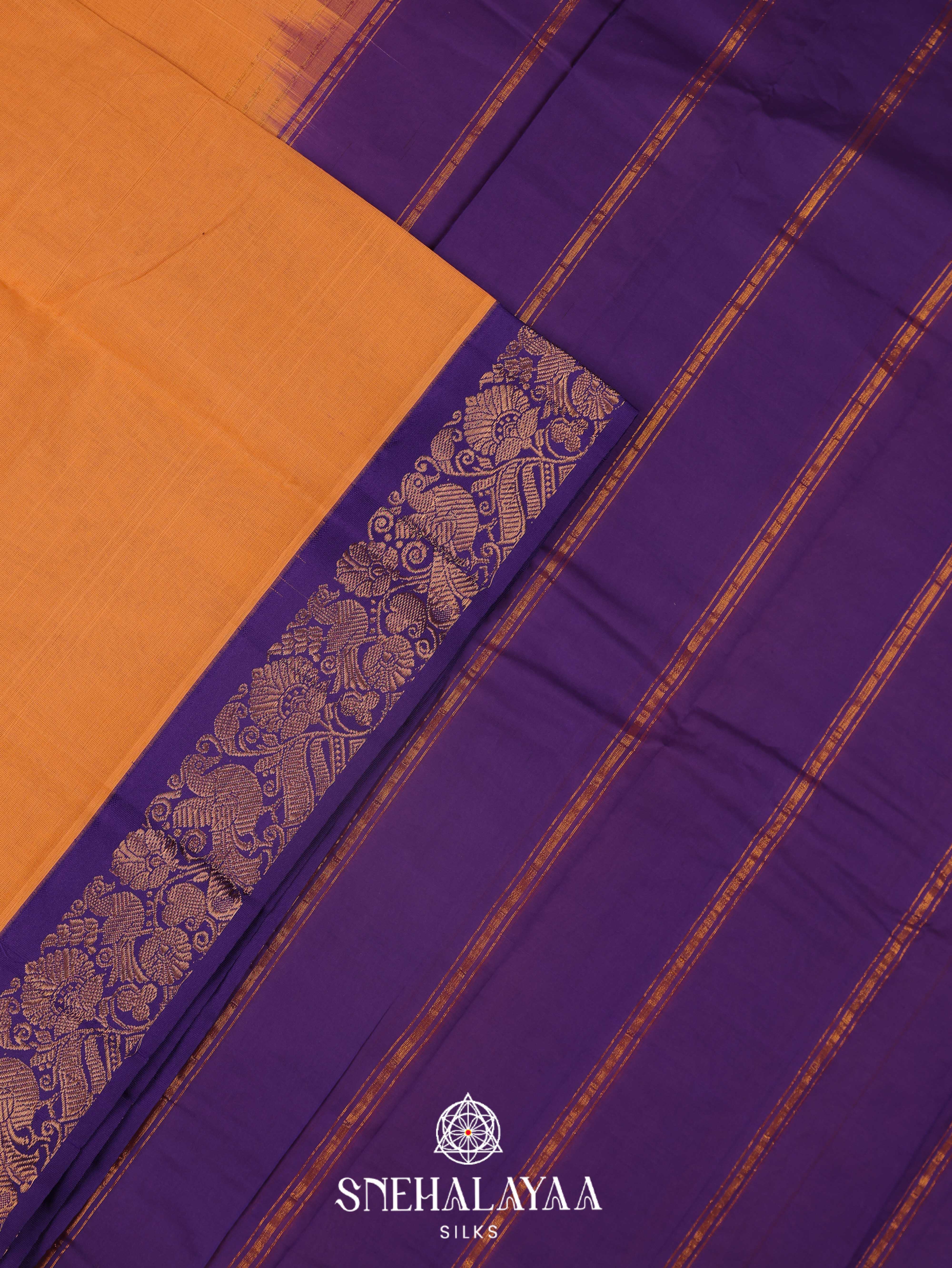 Peach Gadwal Cotton Saree