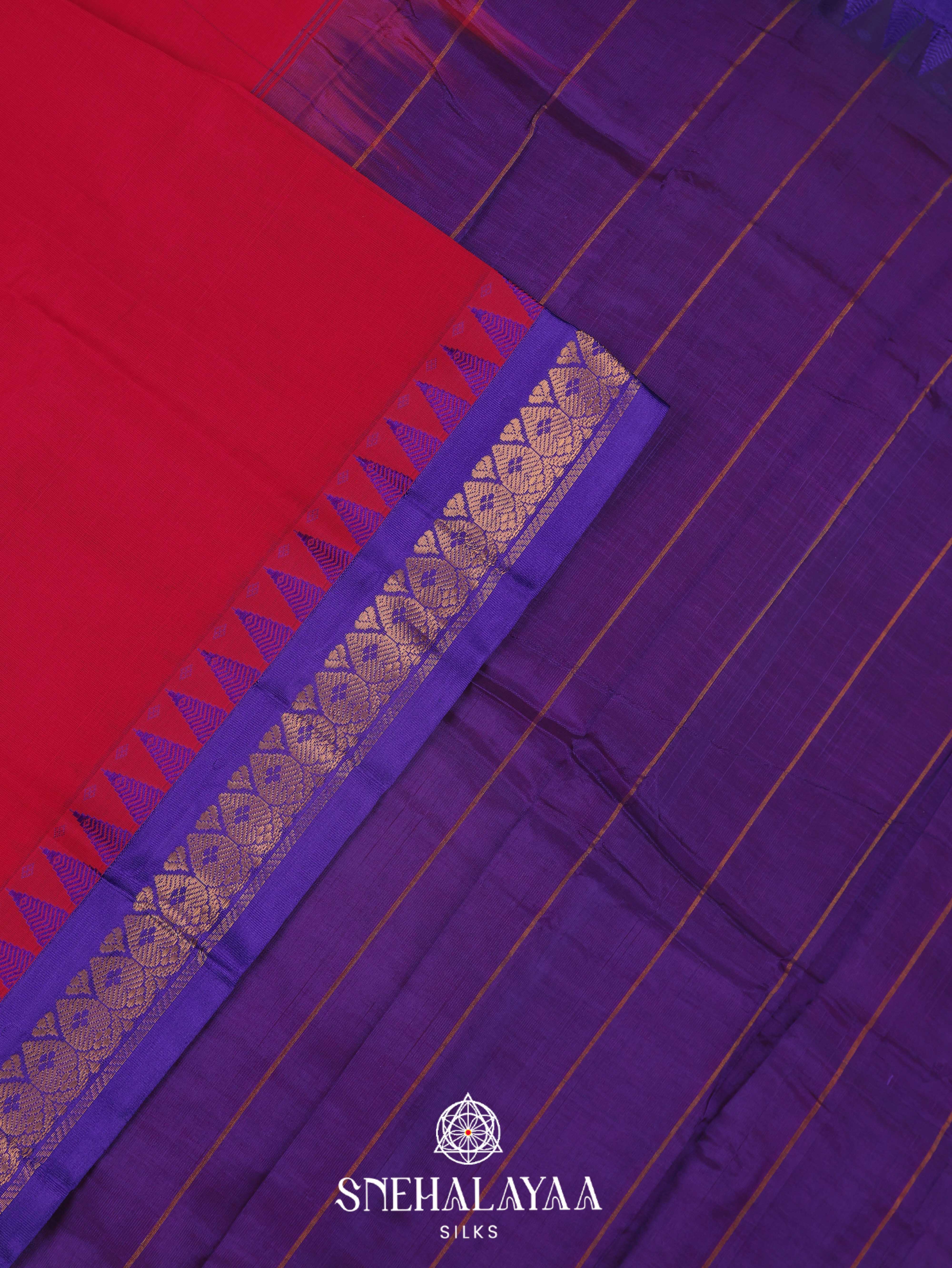 Burgandy Gadwal Cotton Saree