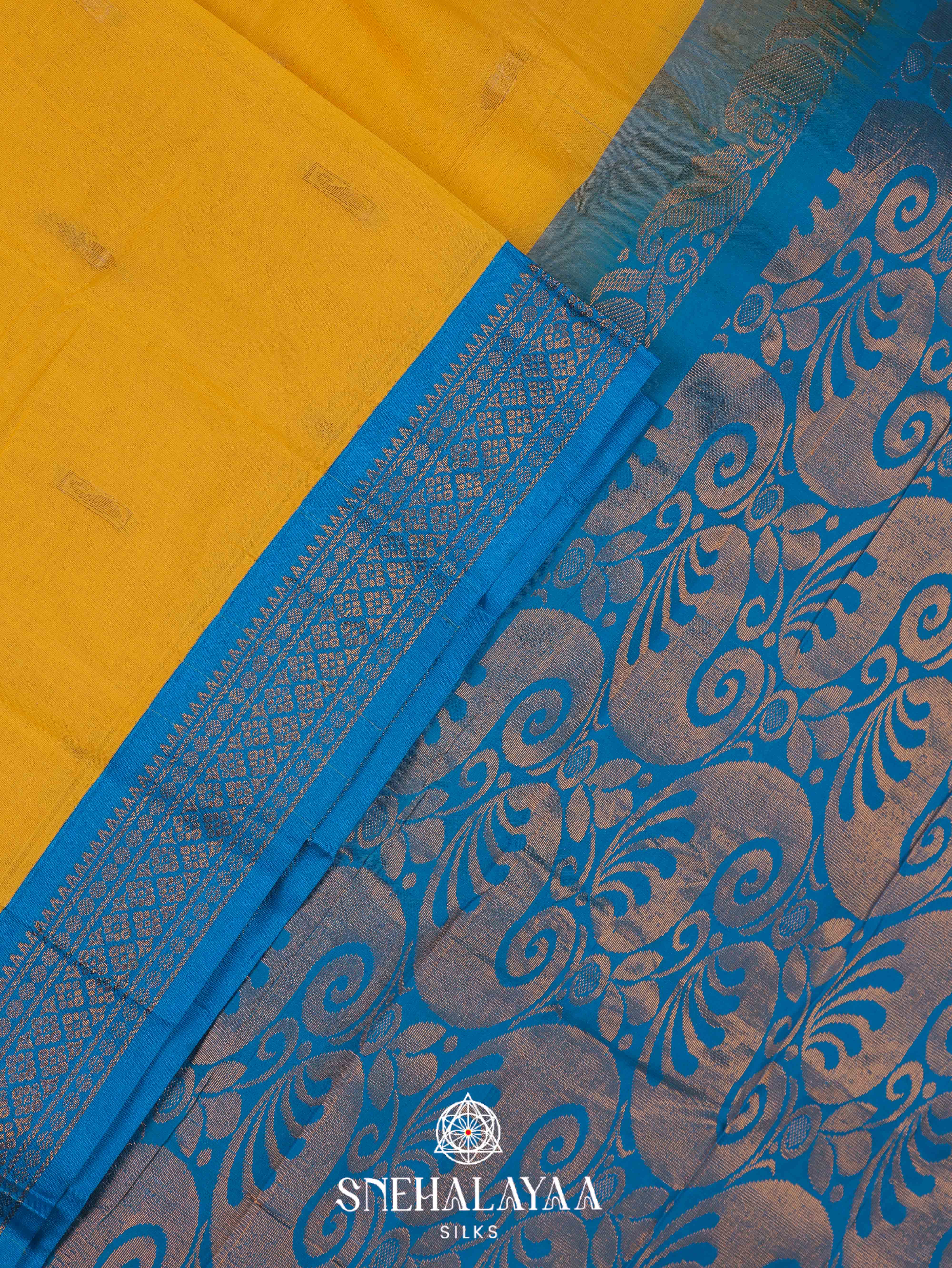 Yellow Gadwal Cotton Saree