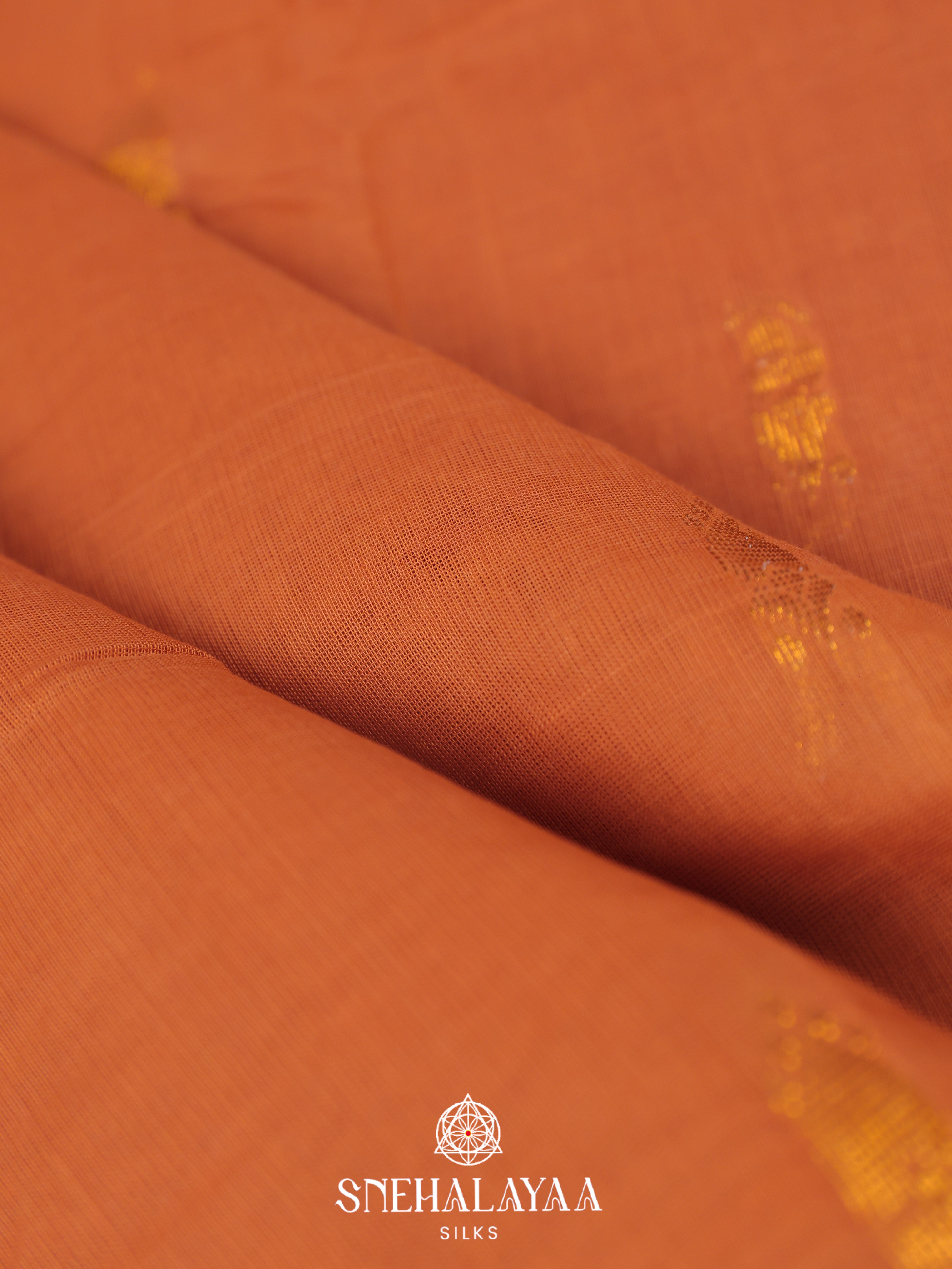 Copper Orange Gadwal Cotton Saree
