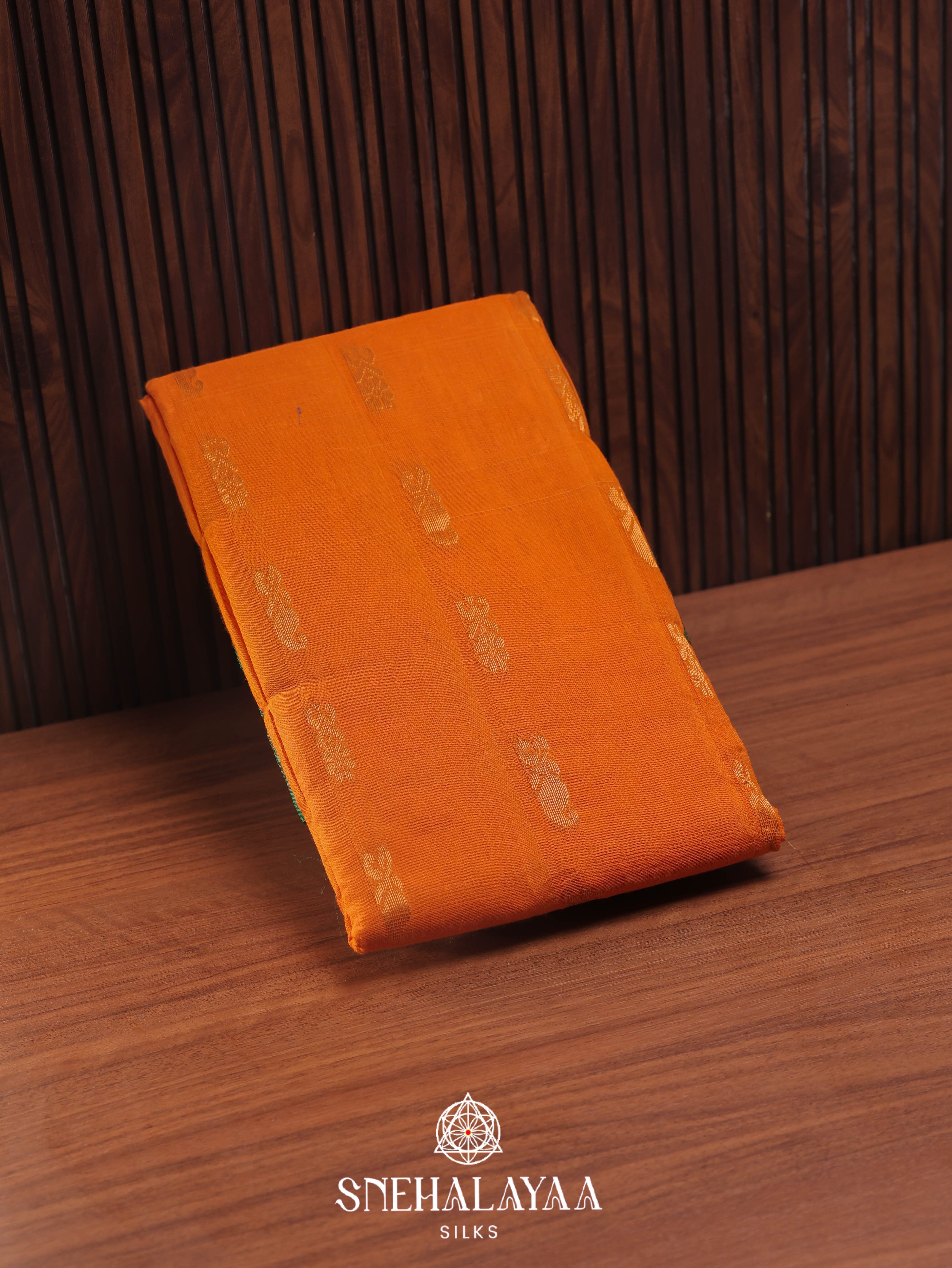 Orange Gadwal Cotton Saree