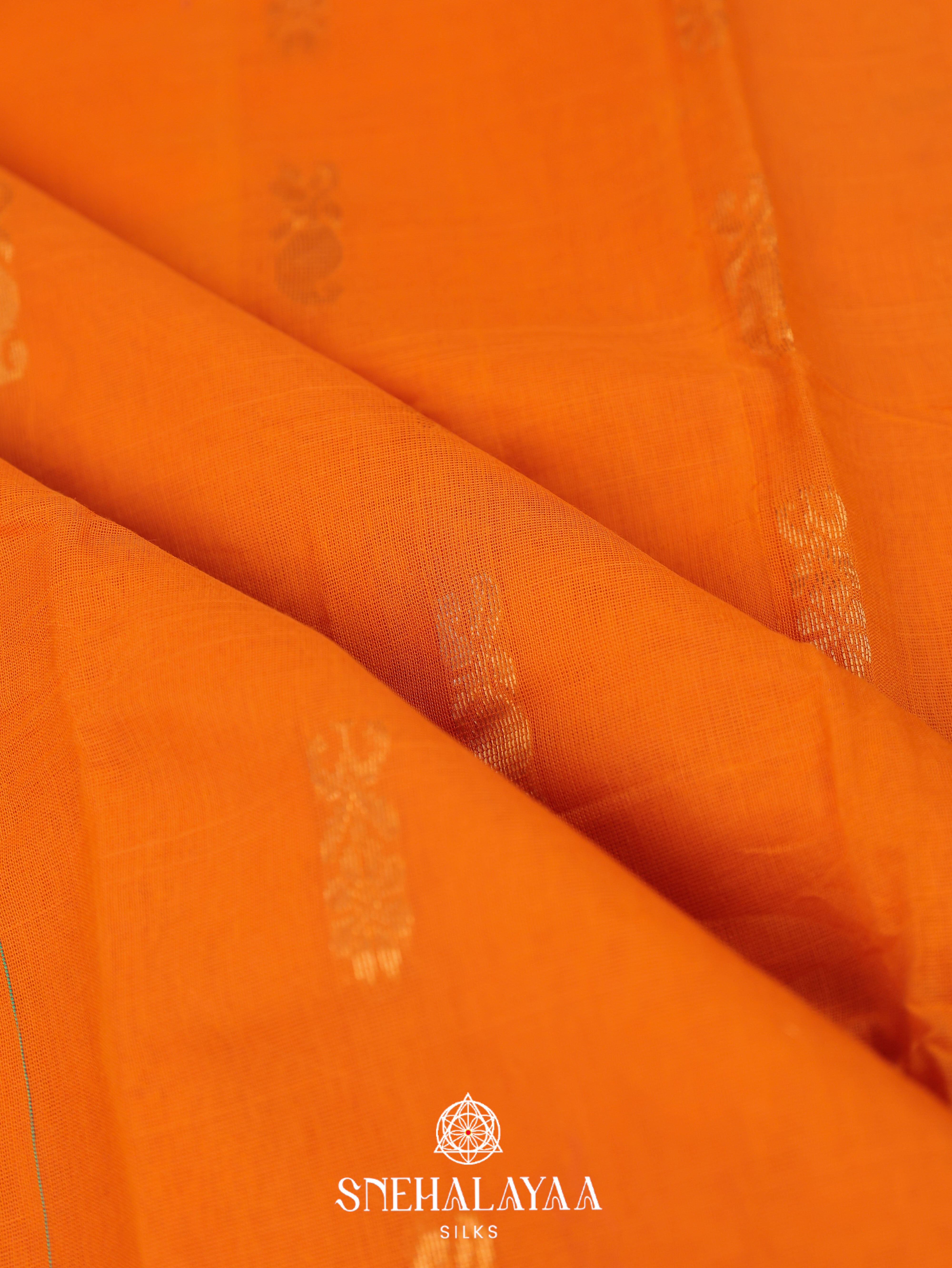 Orange Gadwal Cotton Saree