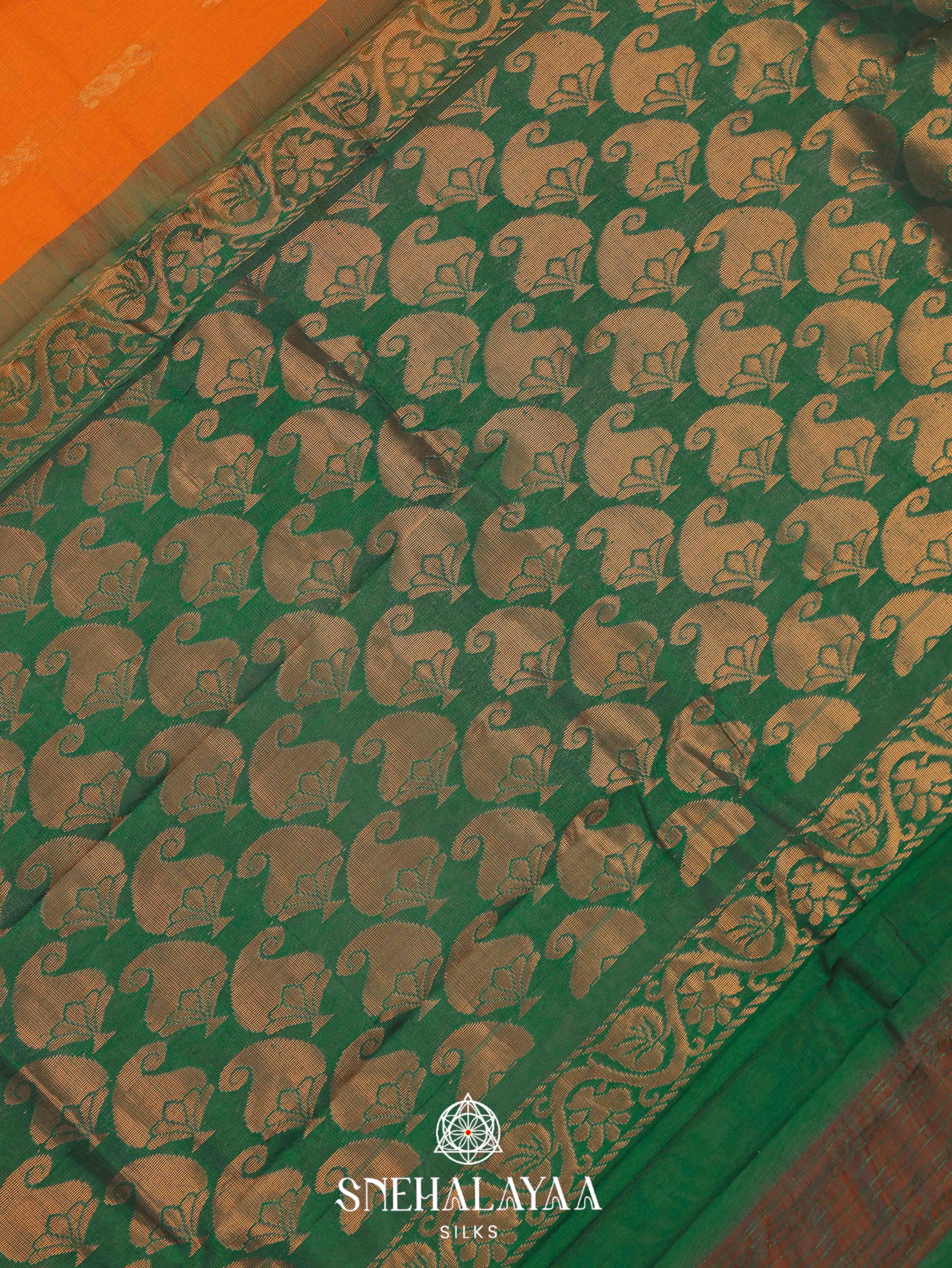 Orange Gadwal Cotton Saree