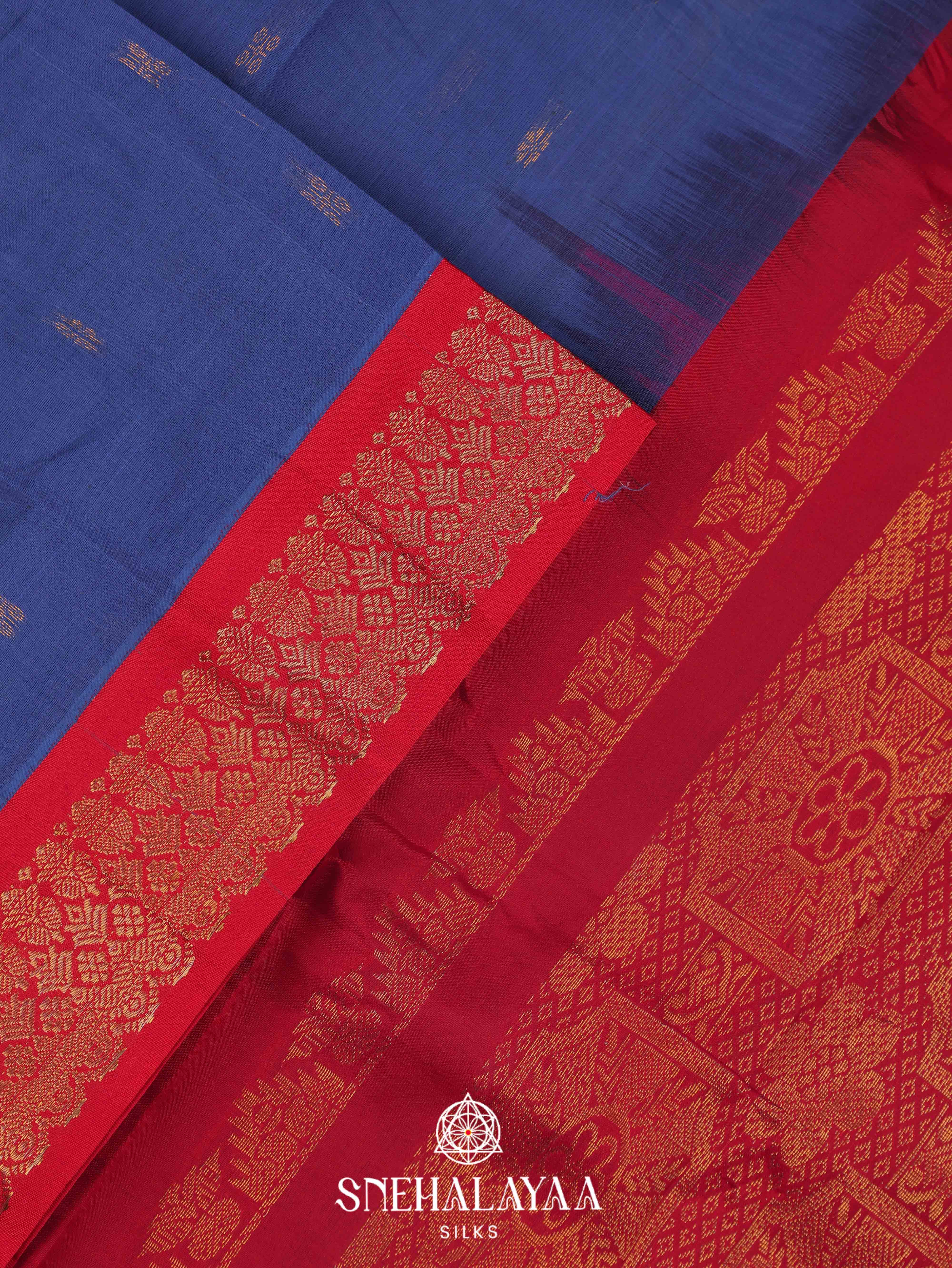 Blue Gadwal Cotton Saree