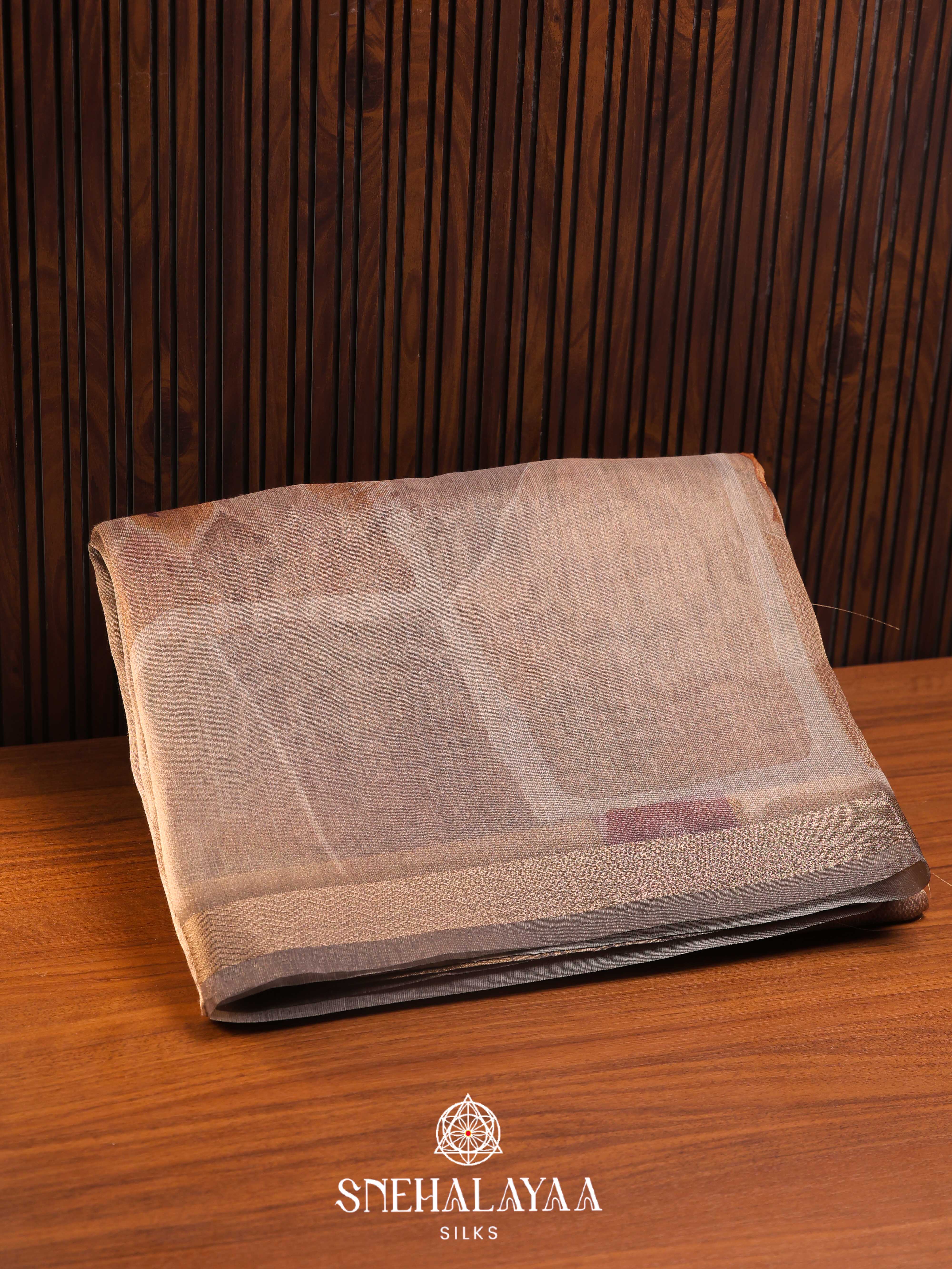 Beige Linen Tissue Saree