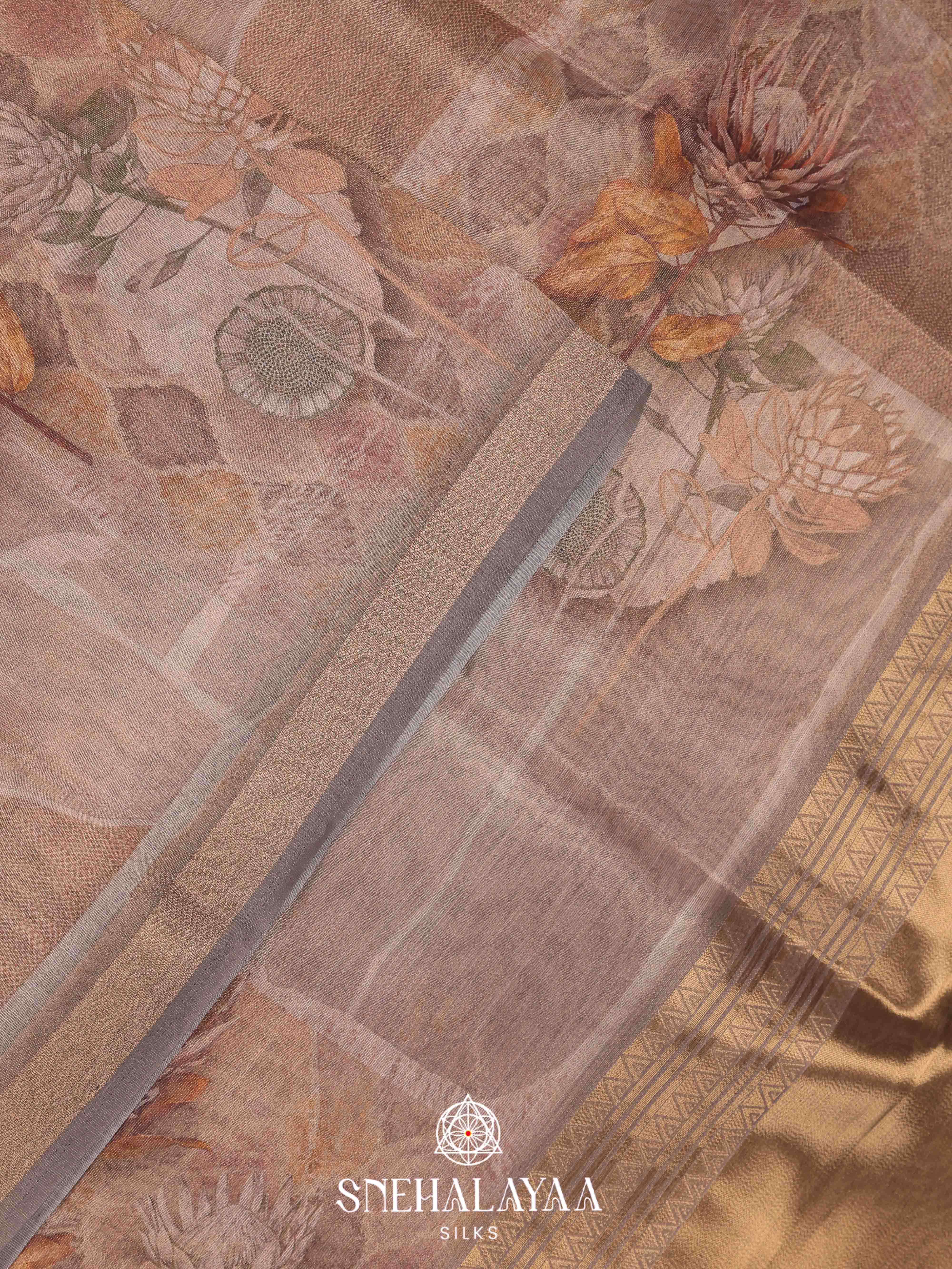 Beige Linen Tissue Saree