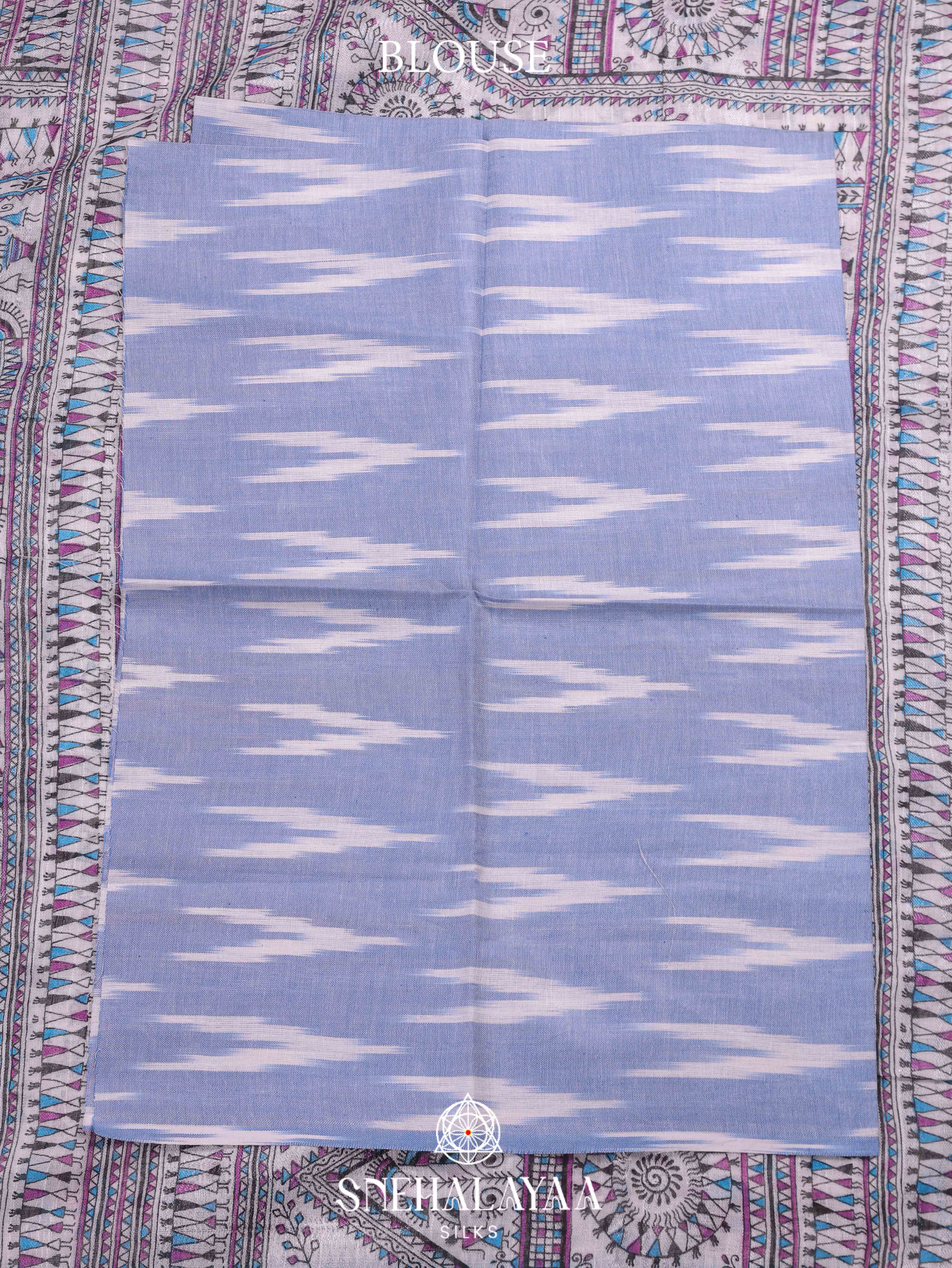 Off White Printed Linen Saree