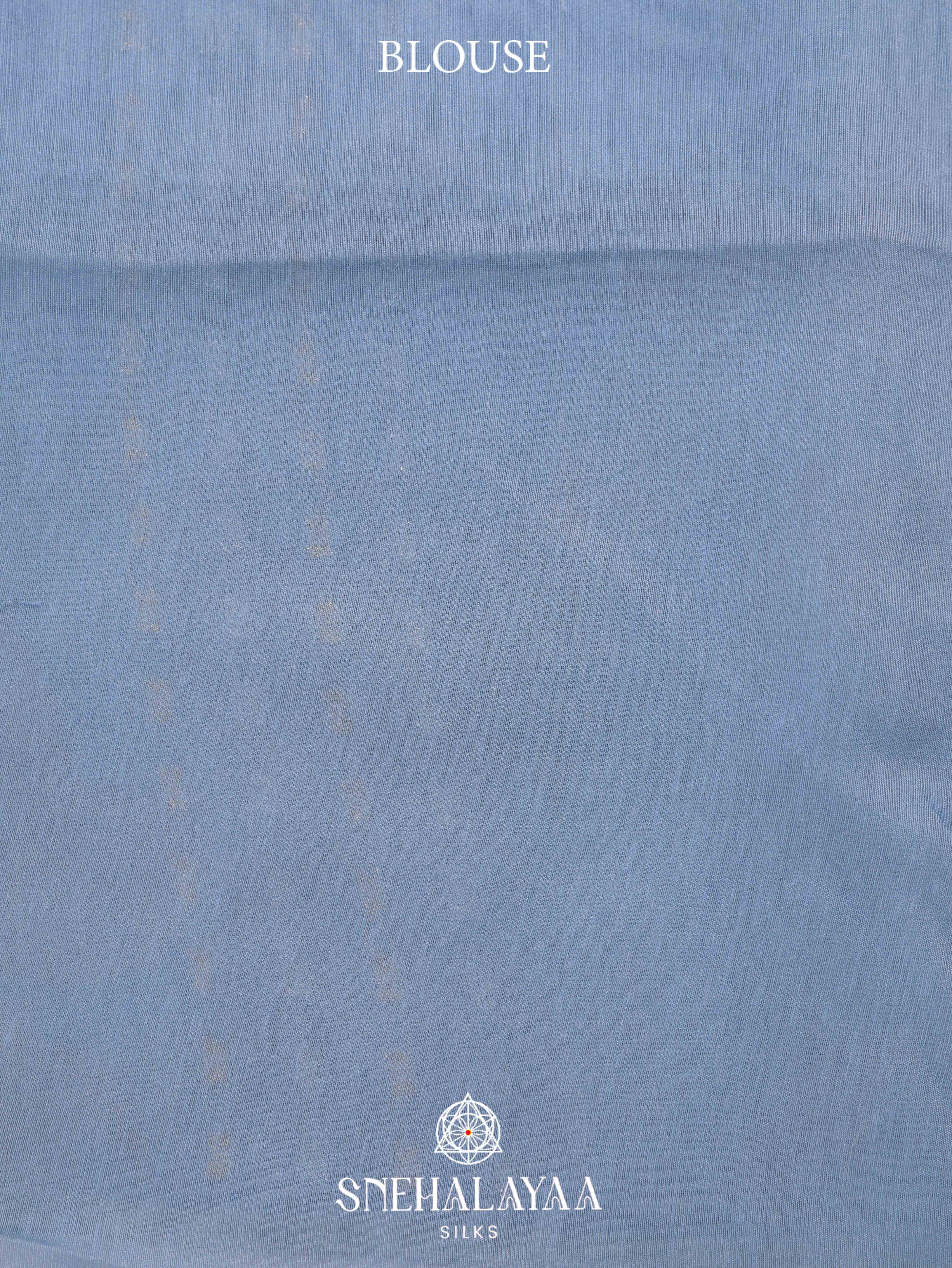 Blue Printed Linen Saree