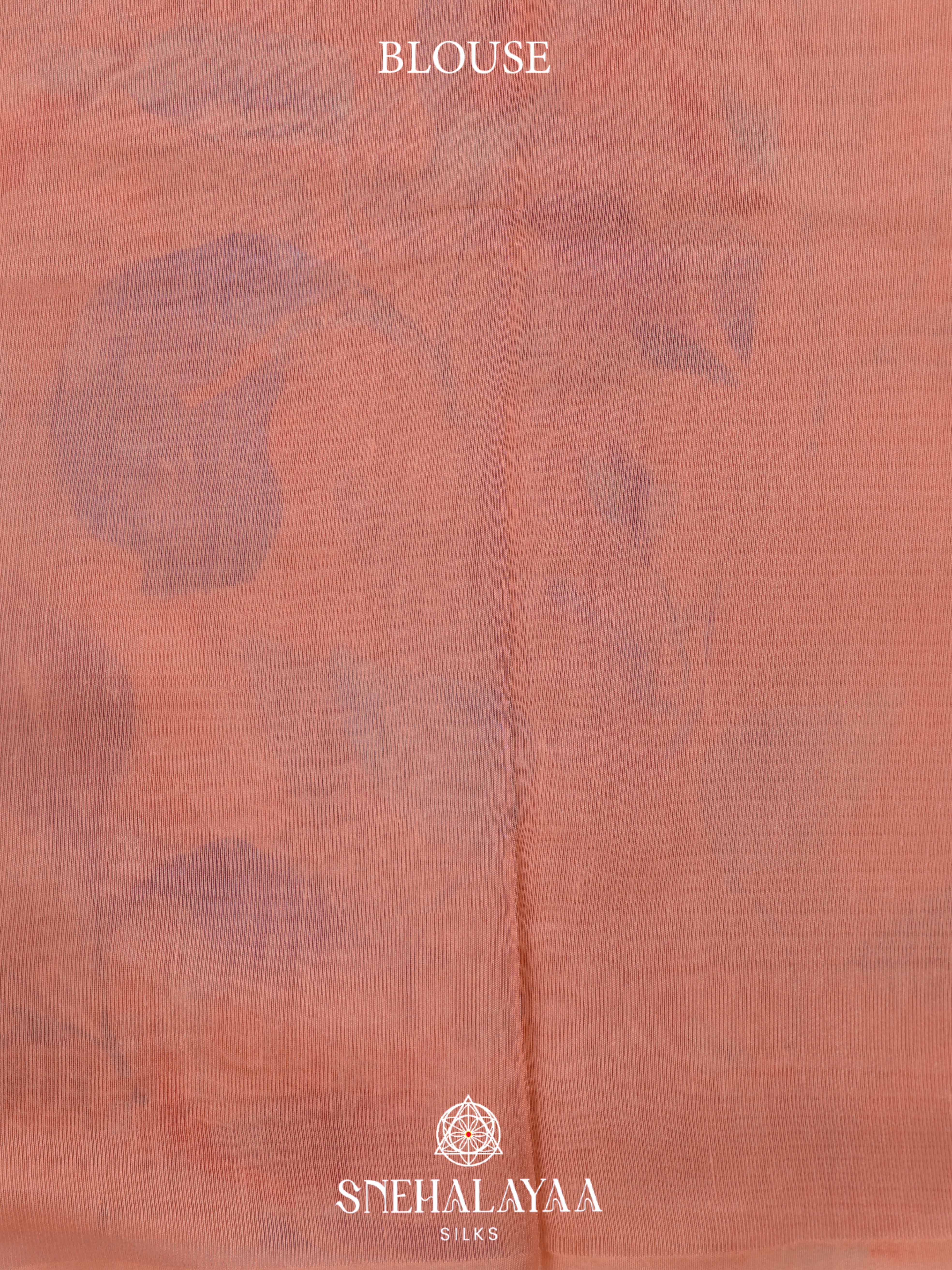 Peach Printed Linen Saree