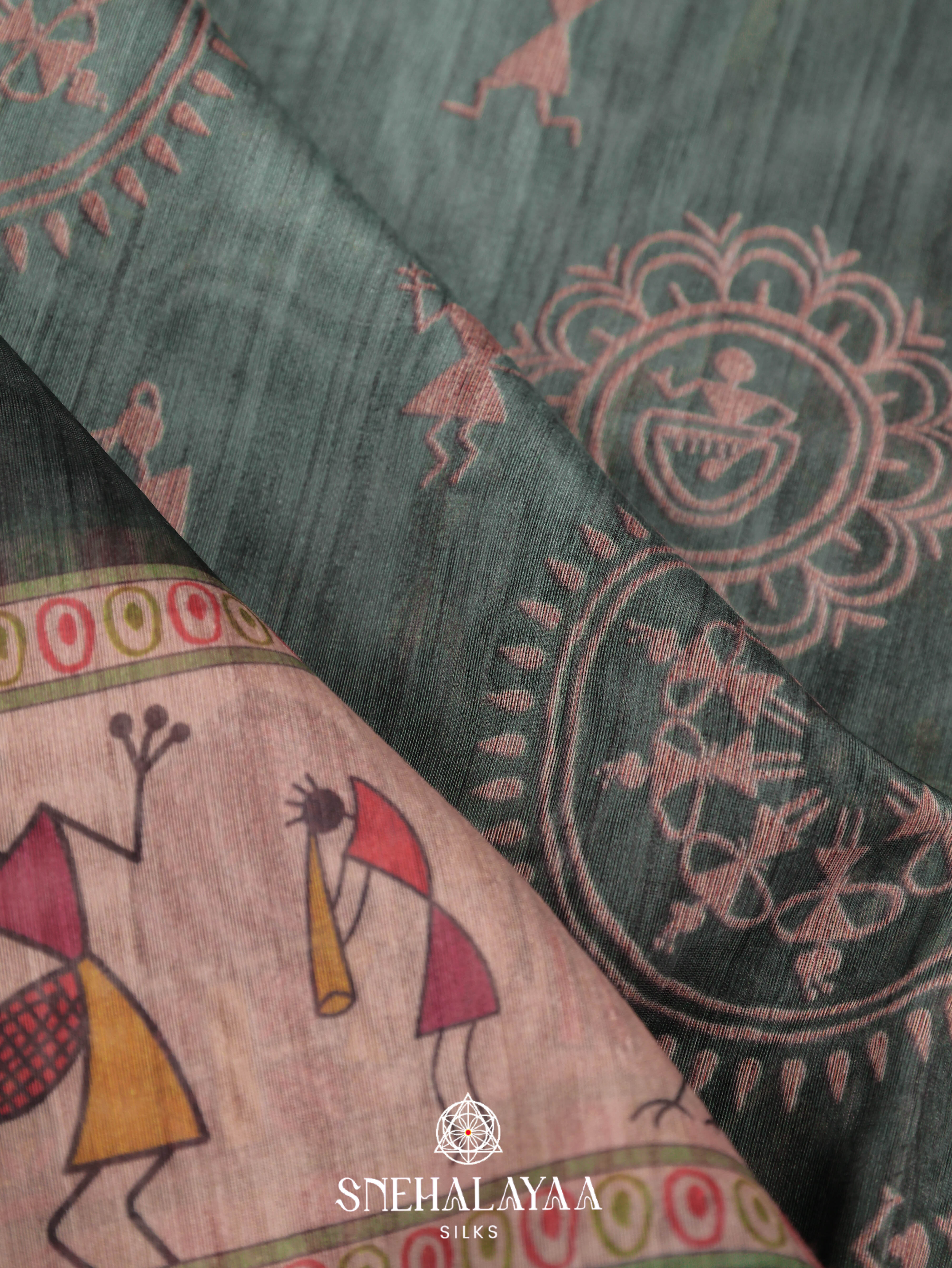 Green Linen Saree