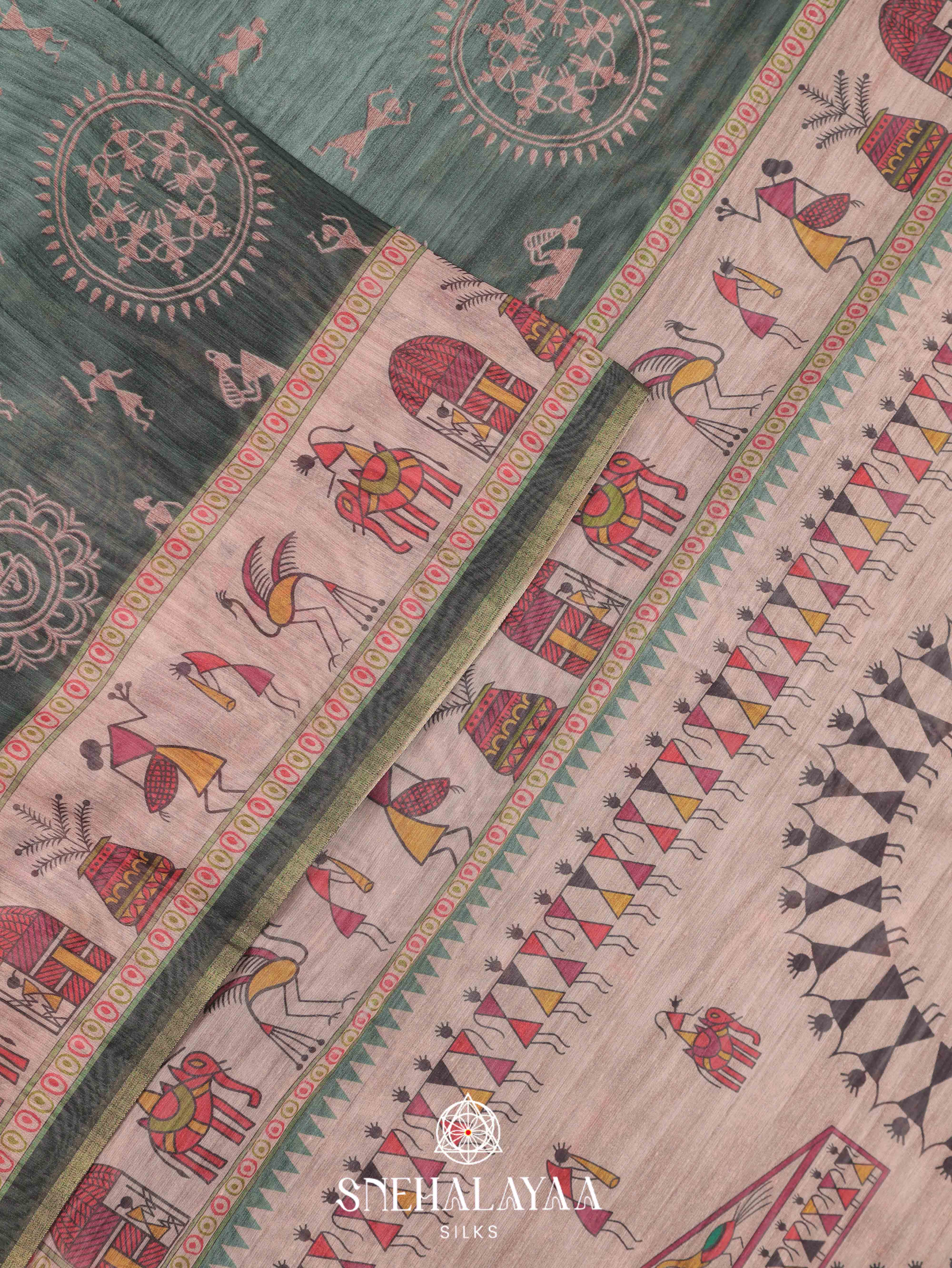 Green Linen Saree
