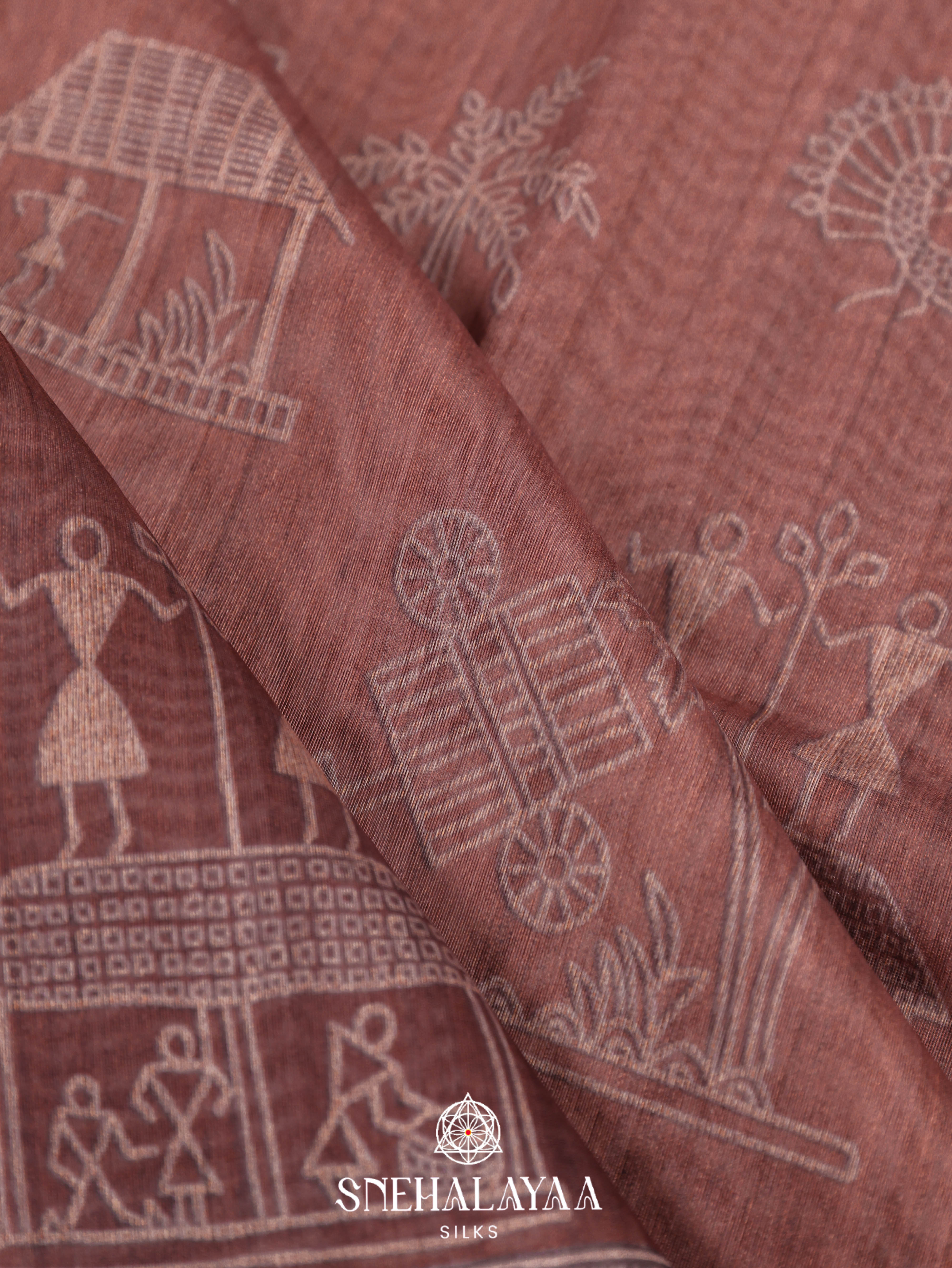 Brown Linen Saree