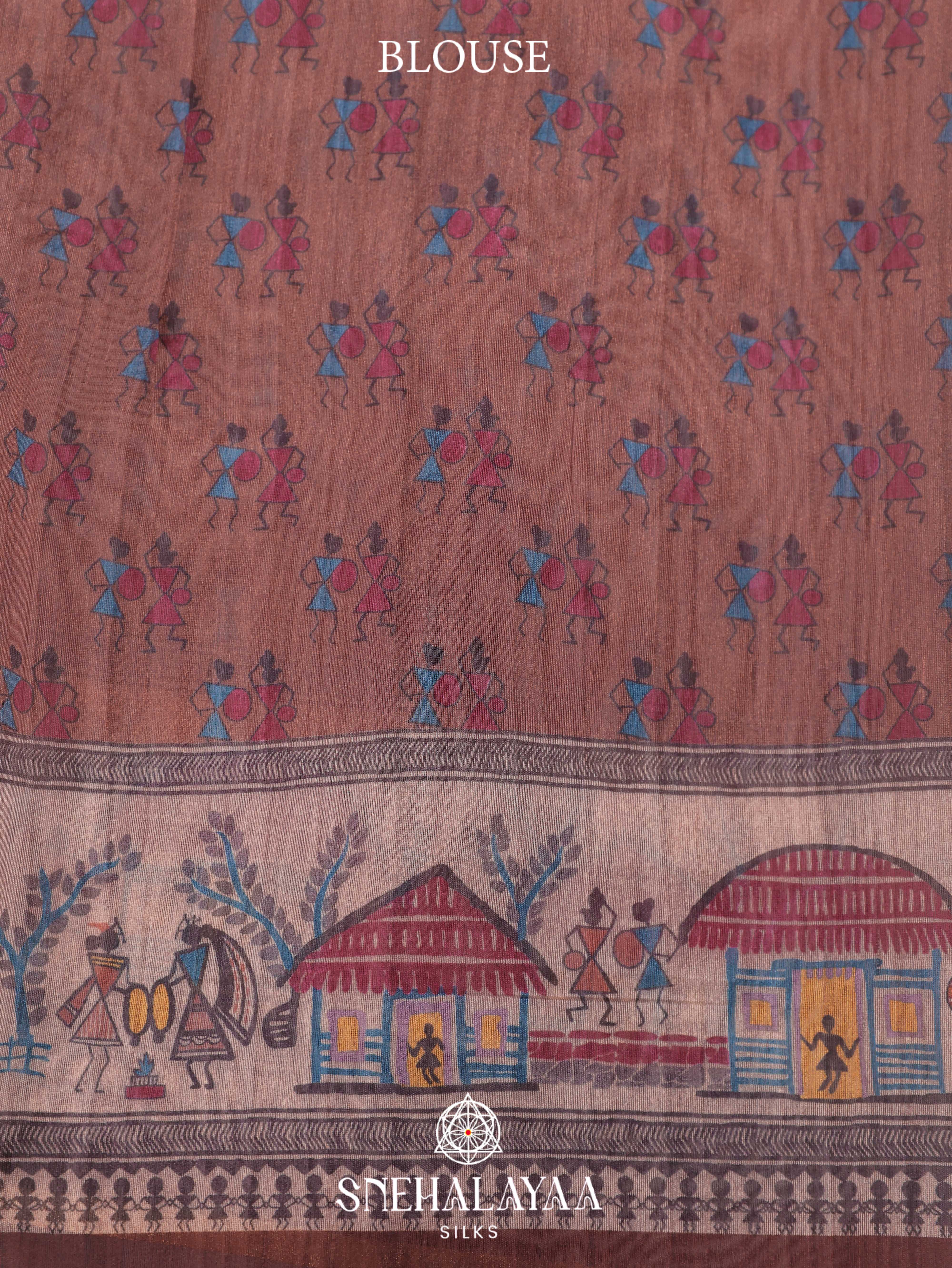 Brown Linen Saree