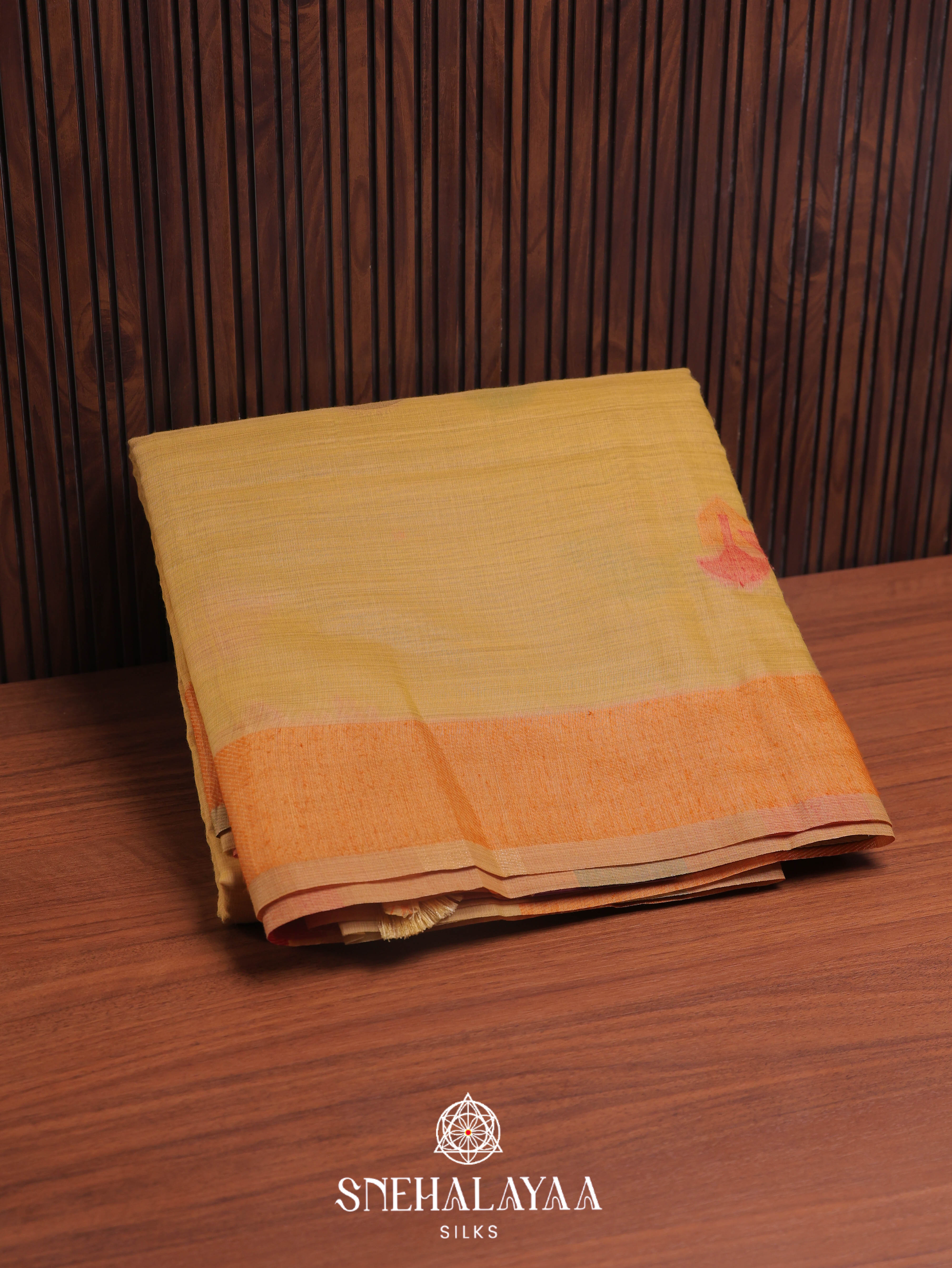 Yellow Munga Cotton Saree