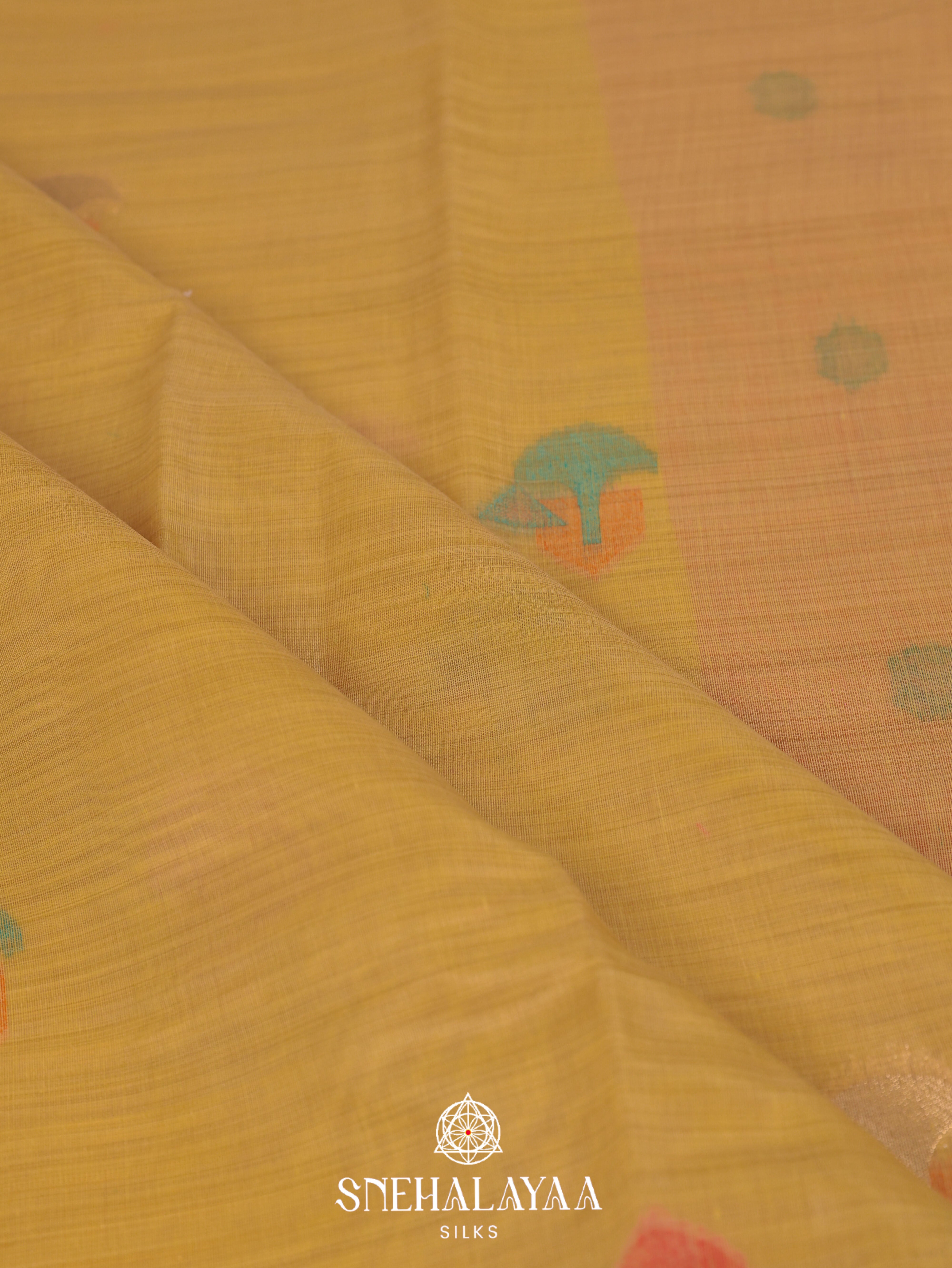 Yellow Munga Cotton Saree