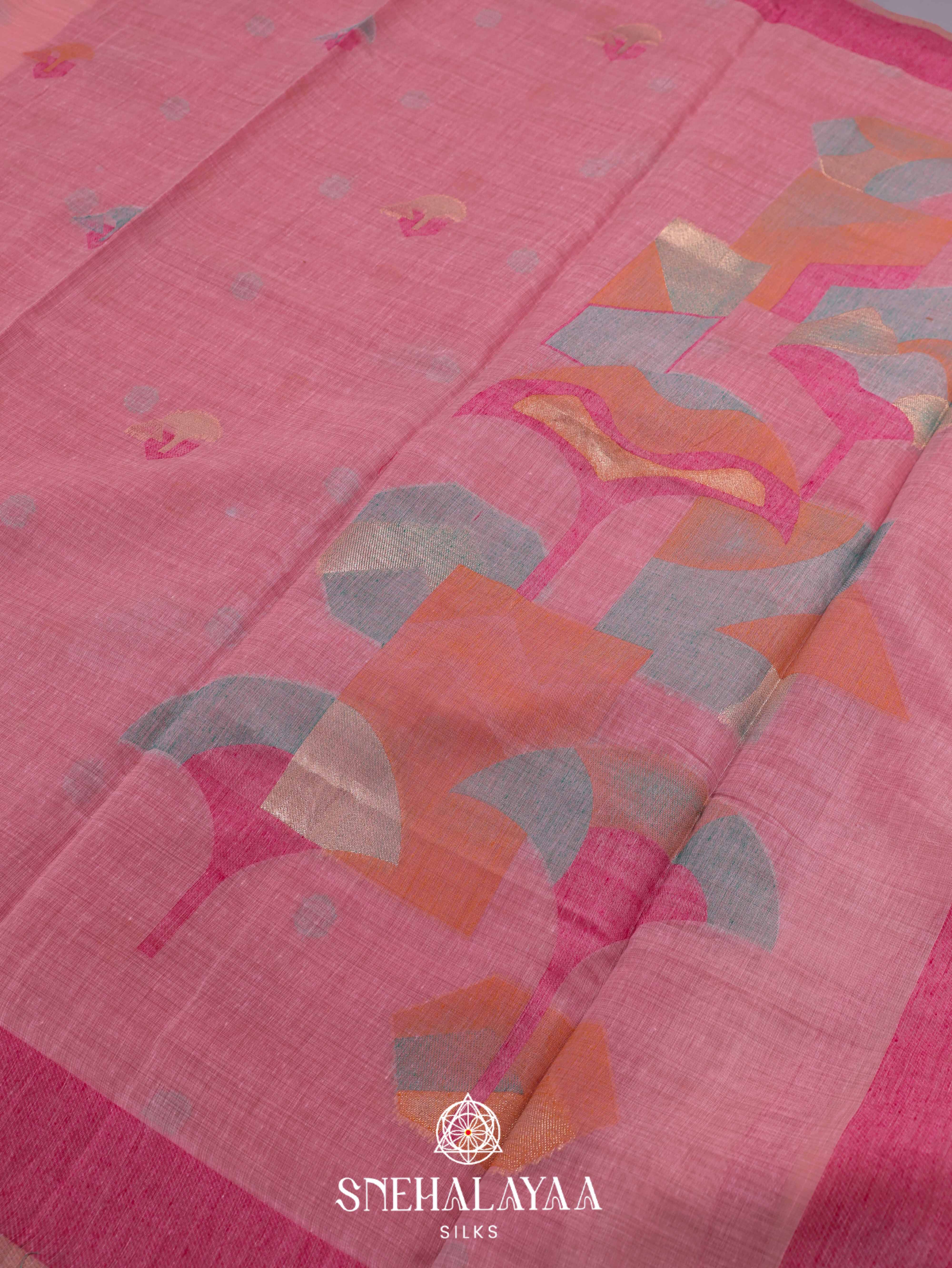 Pink Munga Cotton Saree