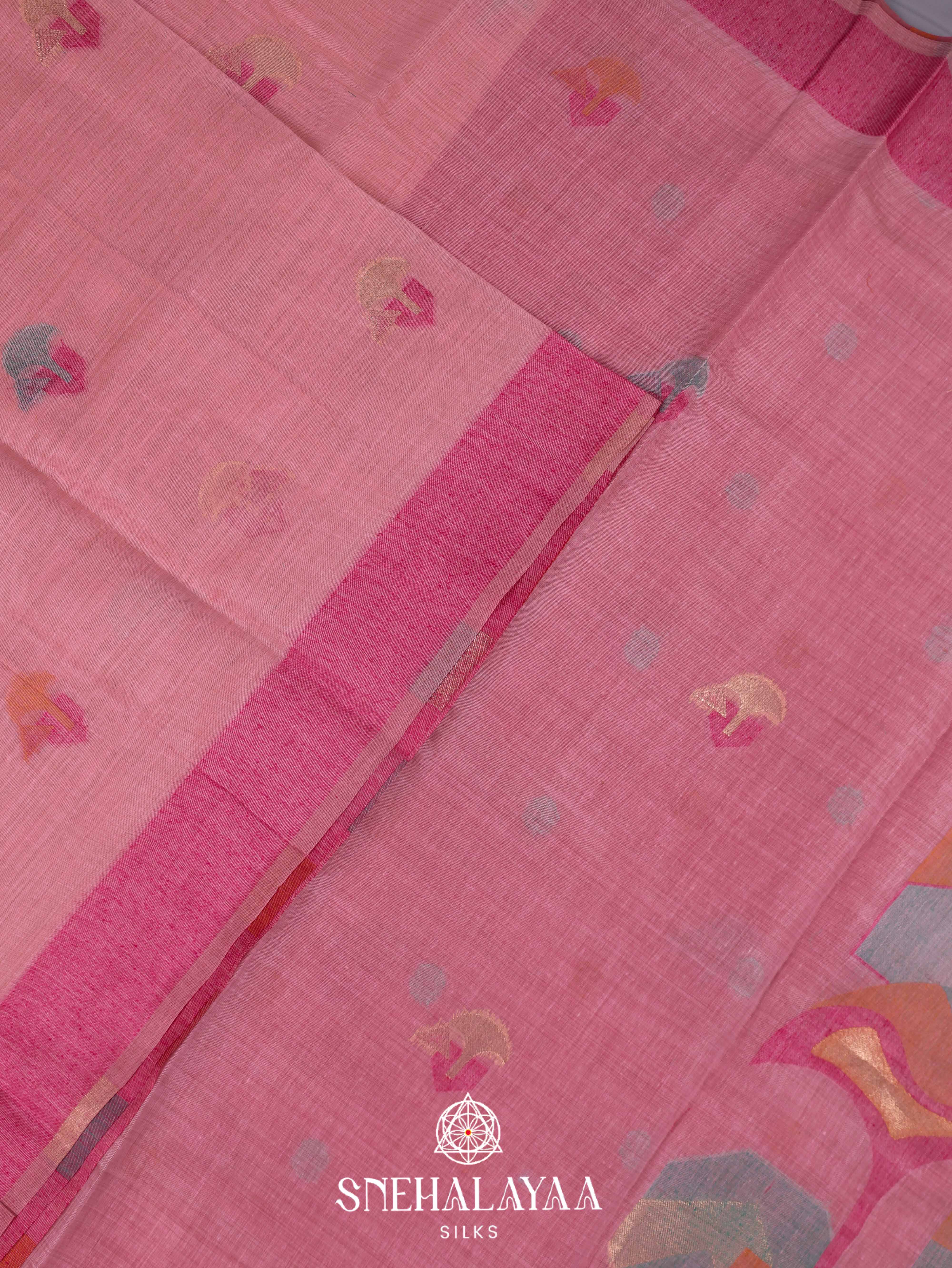 Pink Munga Cotton Saree