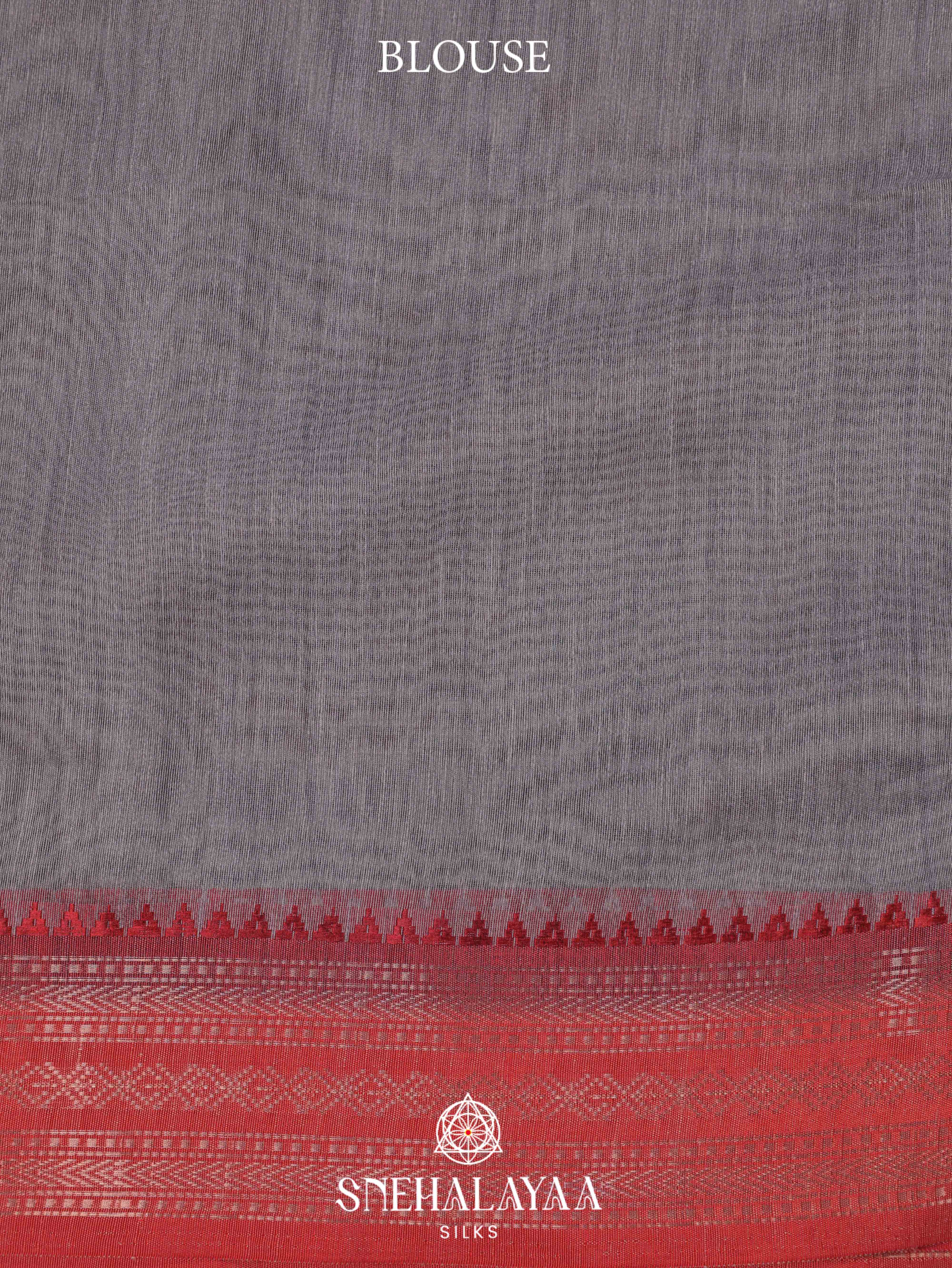 Grey Floral Printed Linen Saree