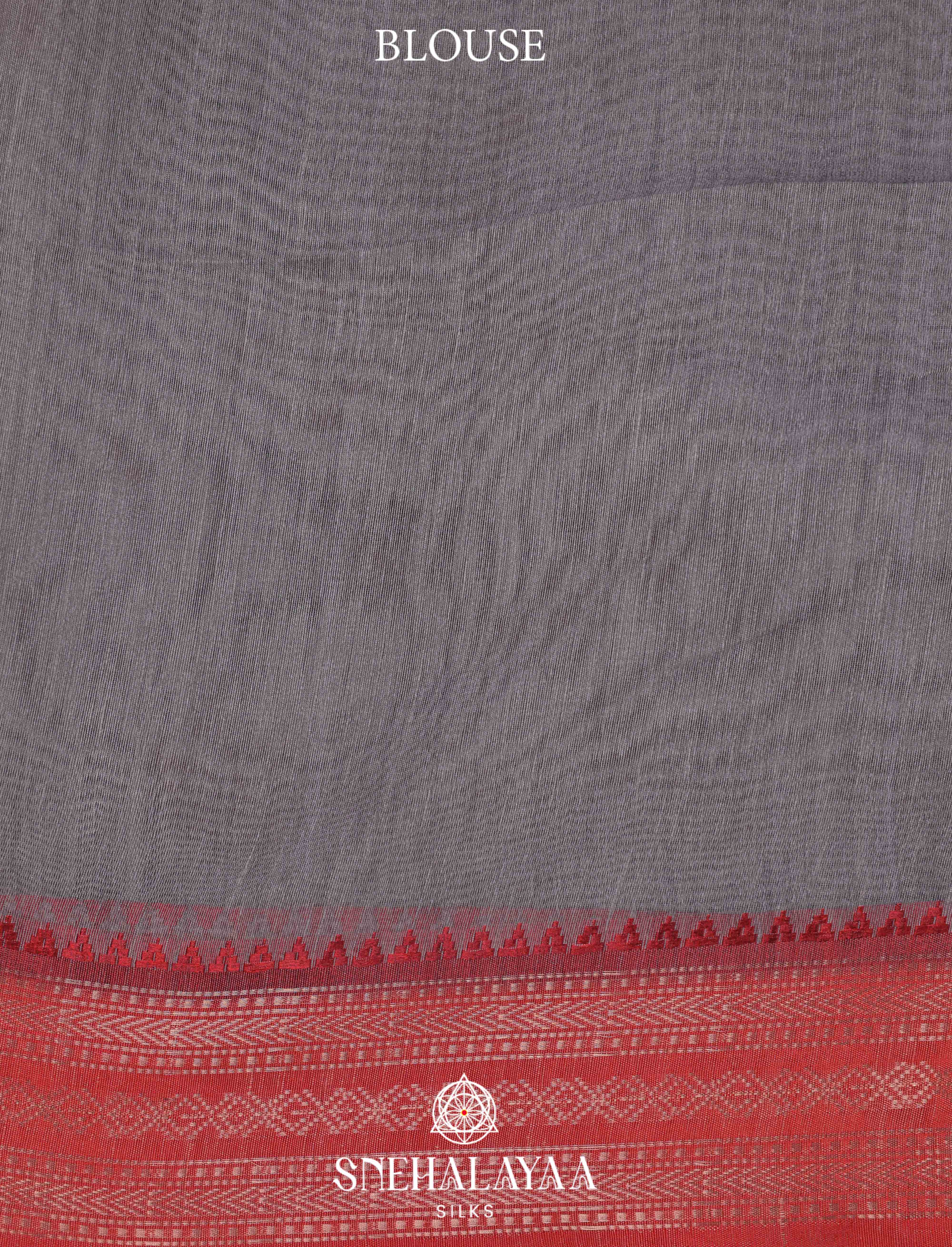 Grey Floral Printed Linen Saree