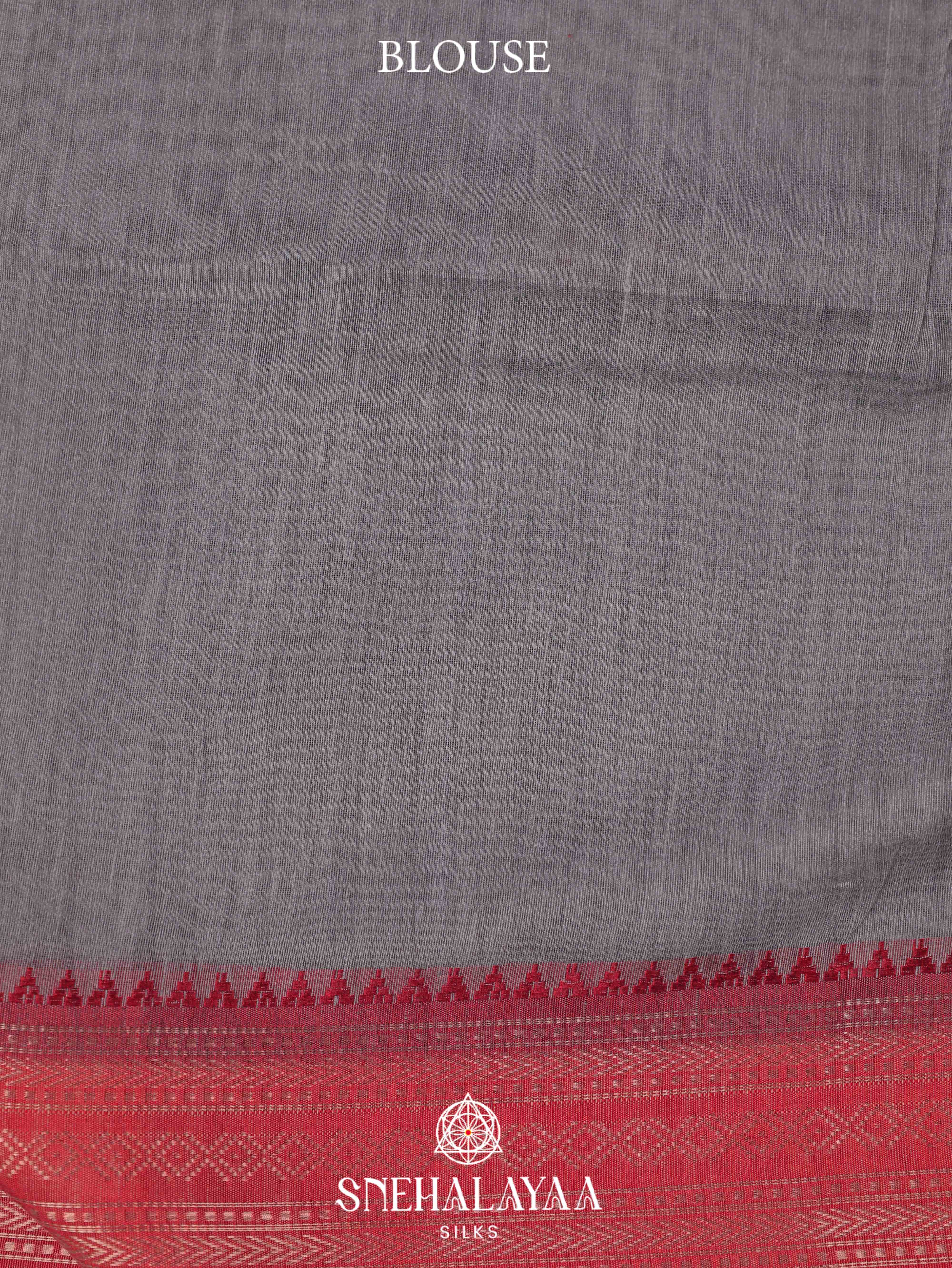 Grey Floral Printed Linen Saree