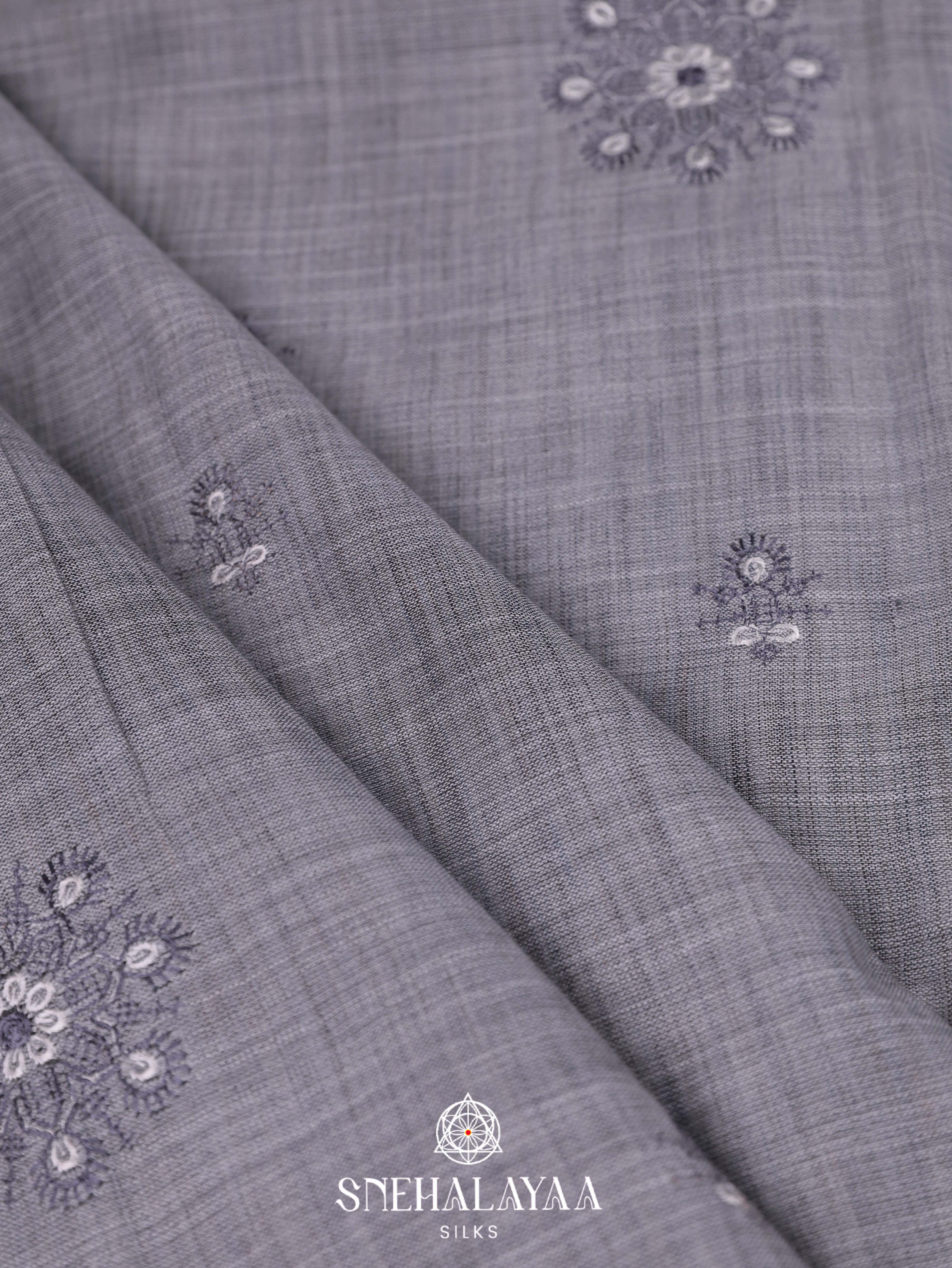 Grey Linen Tissue Saree
