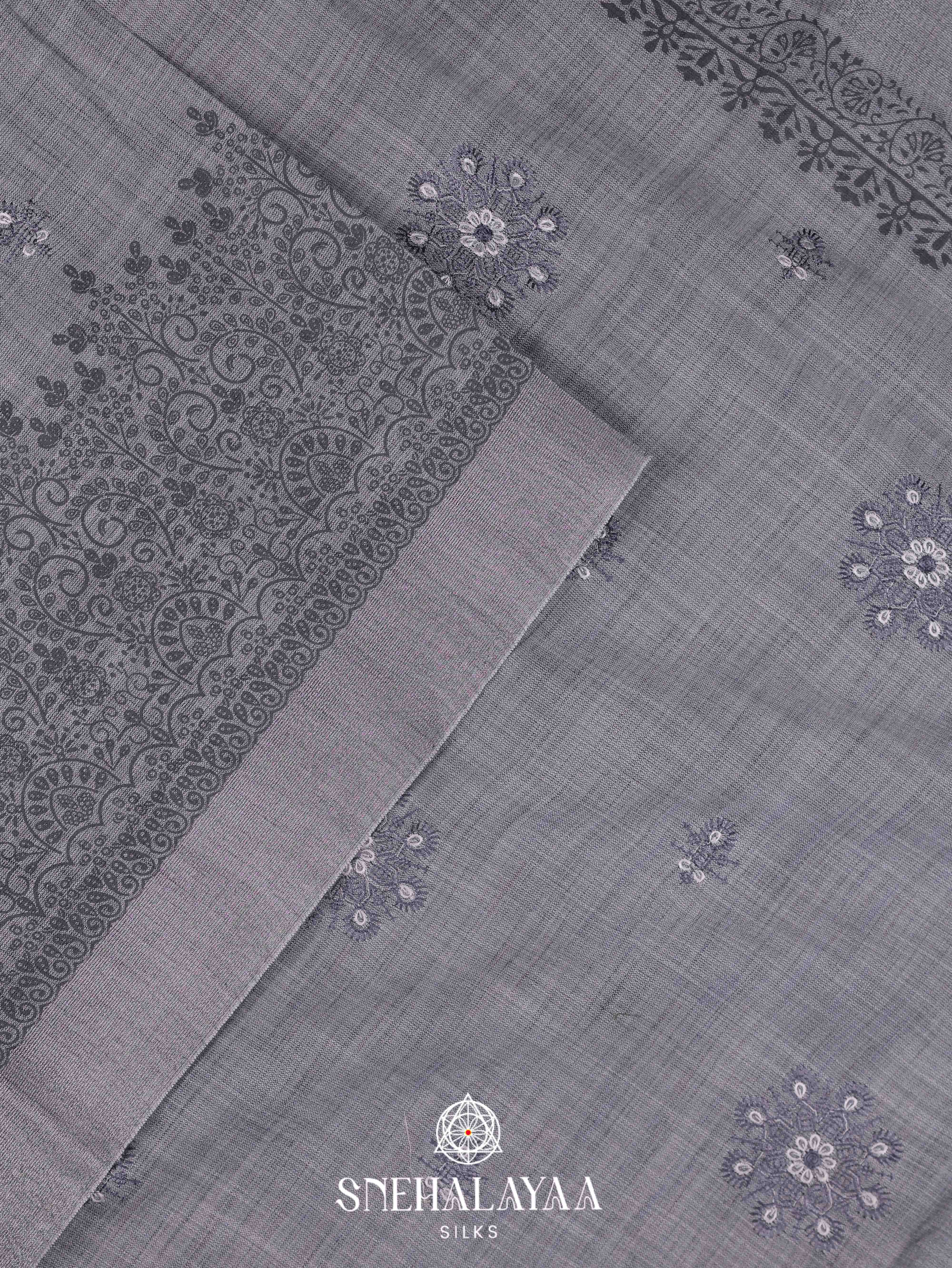 Grey Linen Tissue Saree