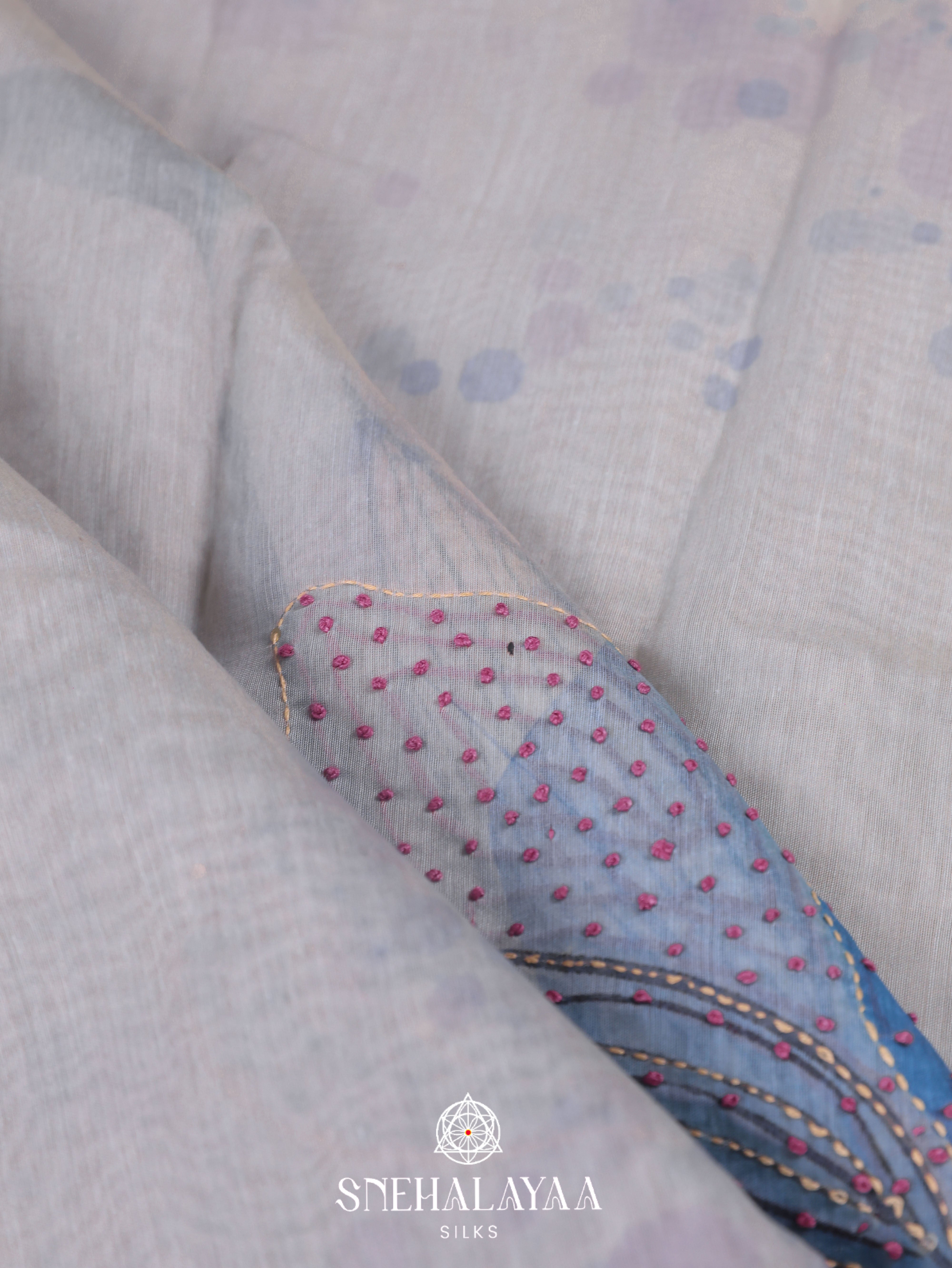 Pale Blue Linen Saree