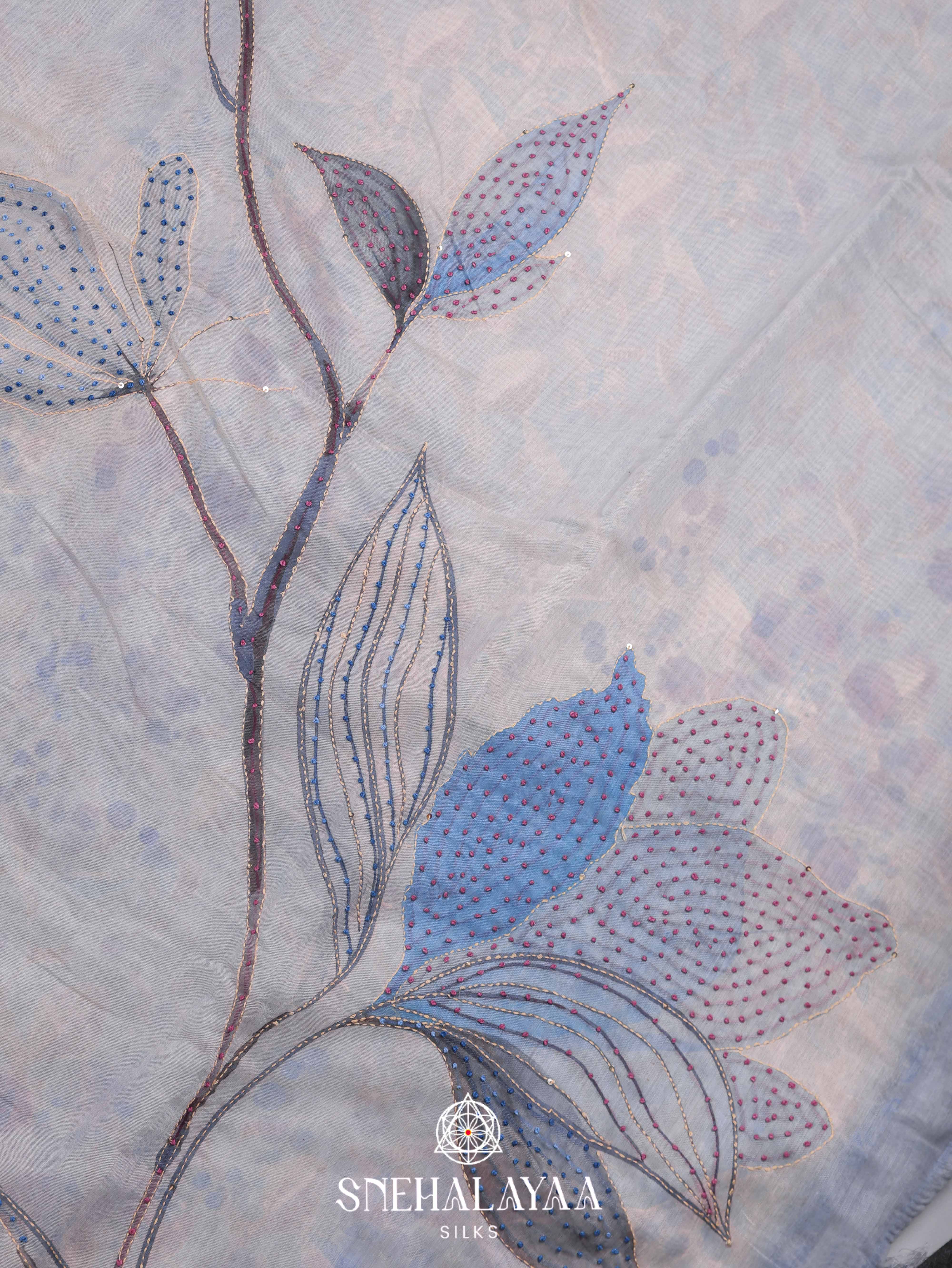 Pale Blue Linen Saree