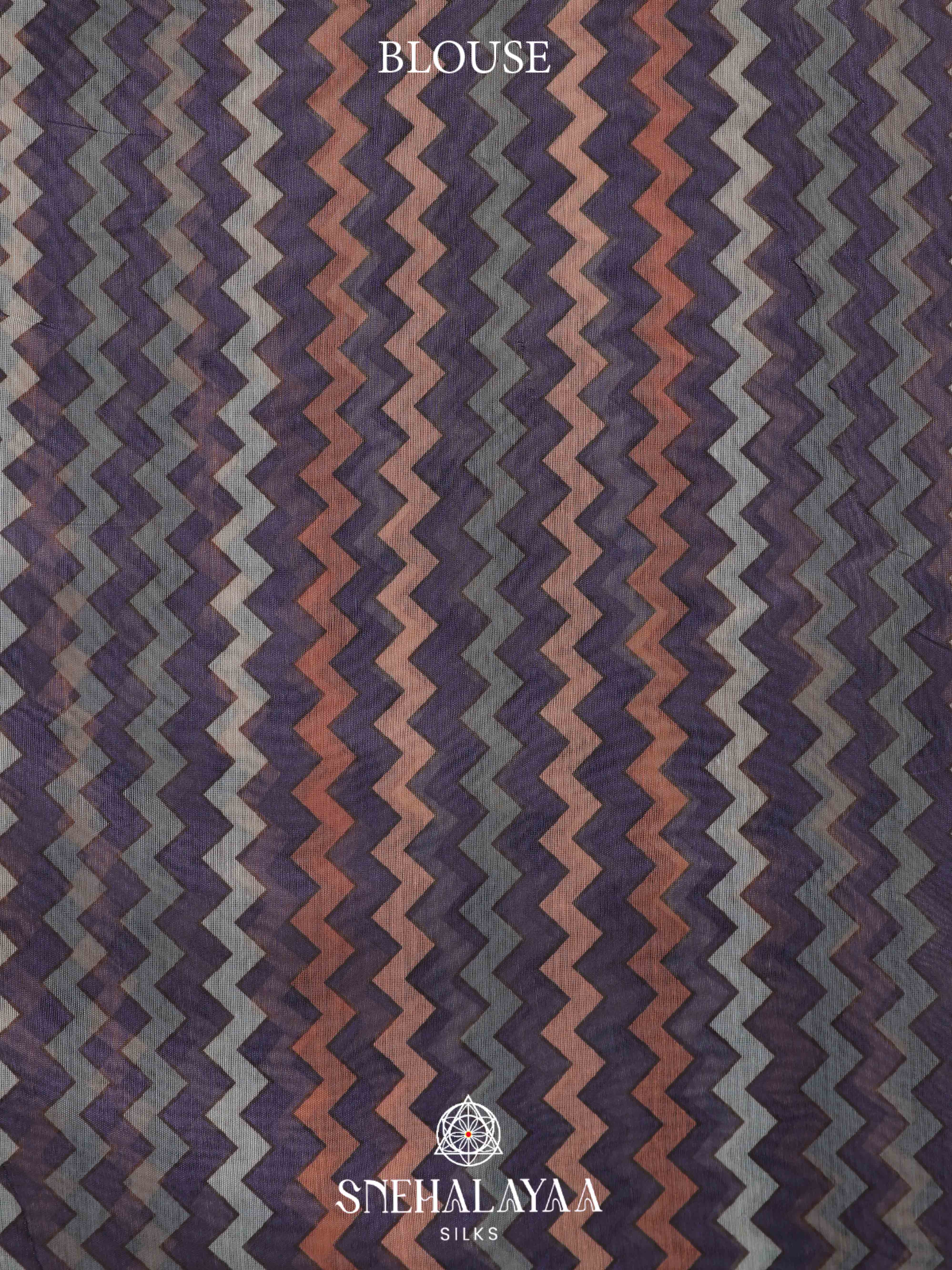 Beige With Purple Border Linen Embroidery Saree