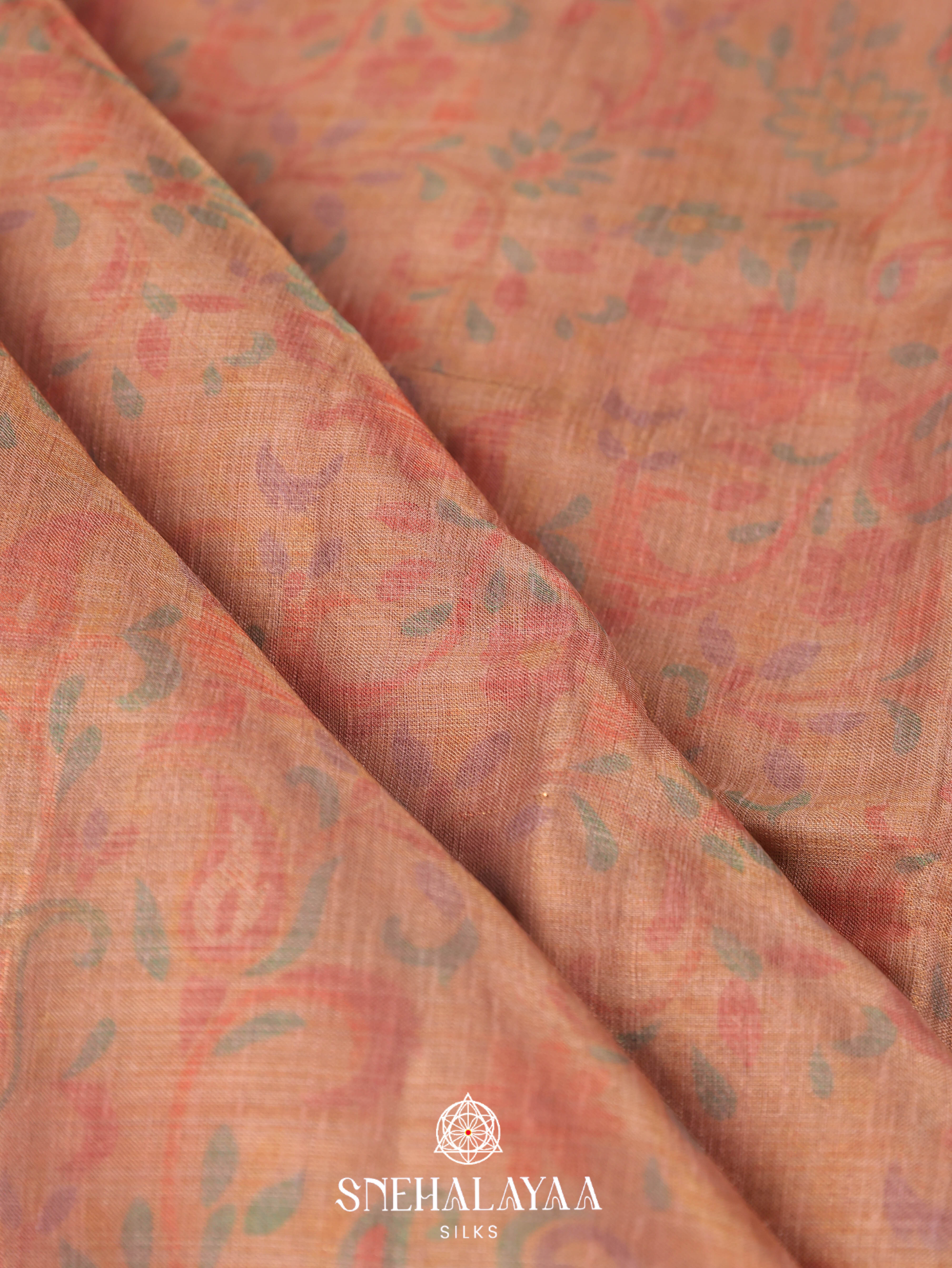 Peach Linen Saree