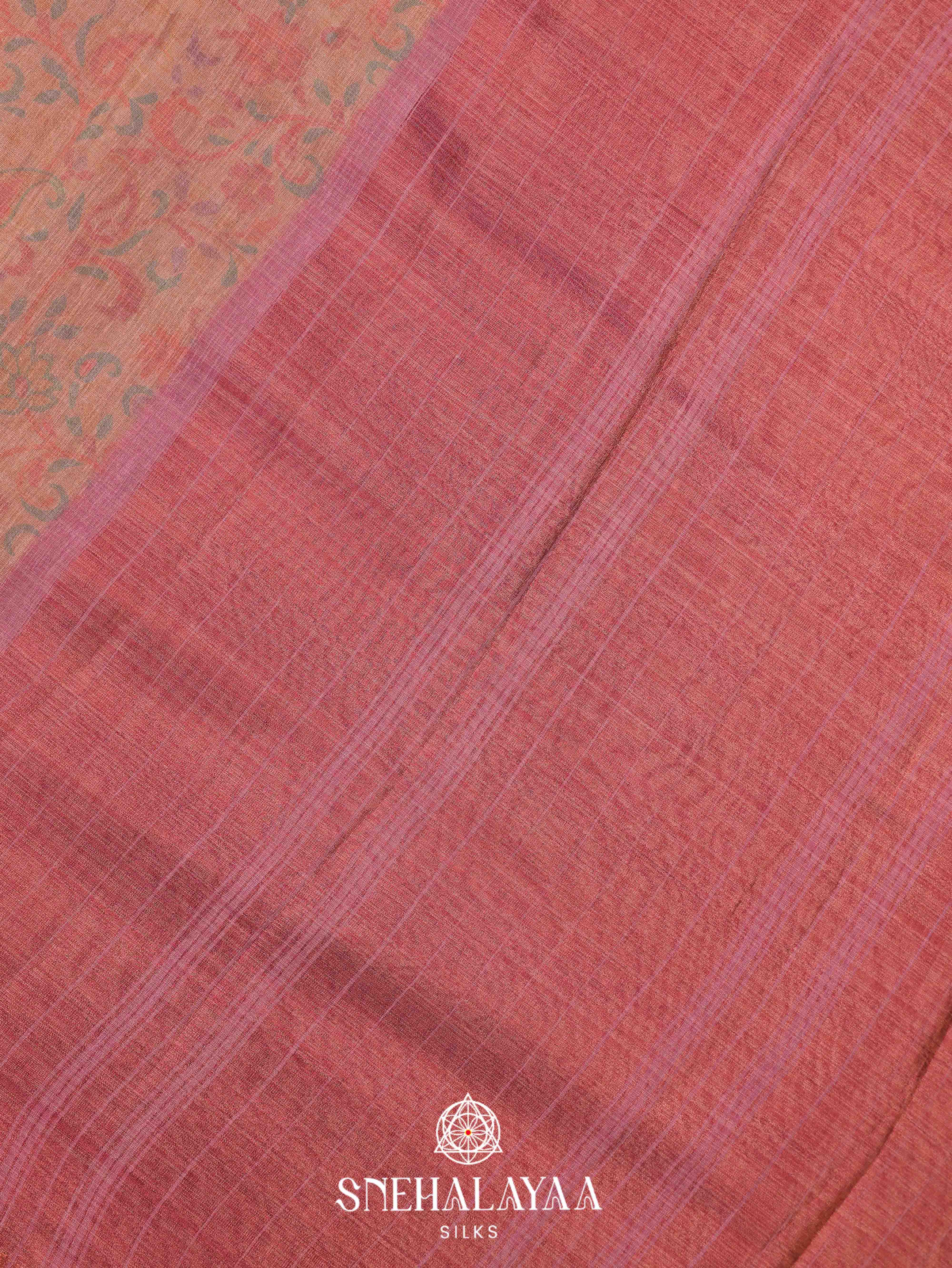Peach Linen Saree