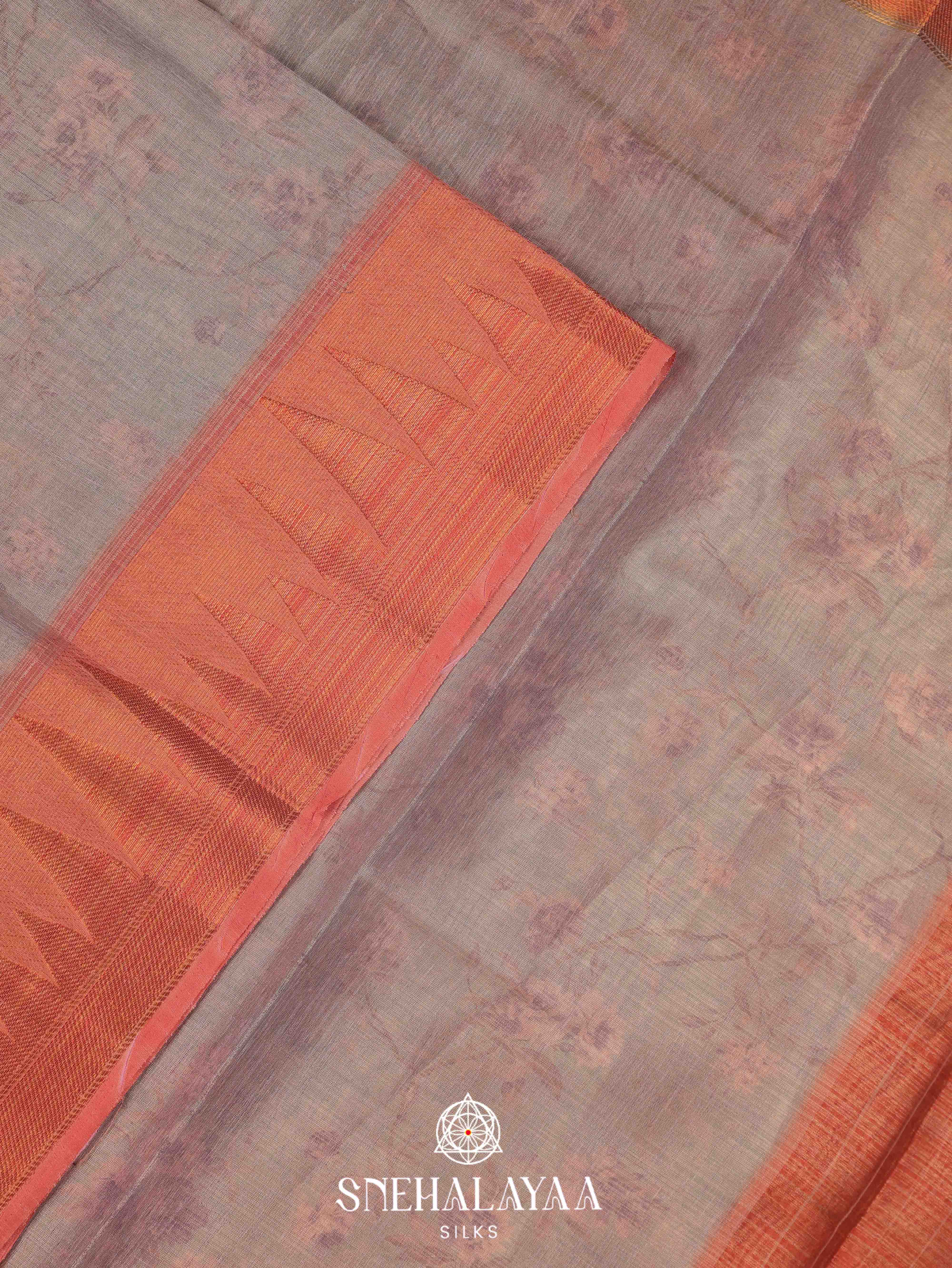 Grey Linen Saree