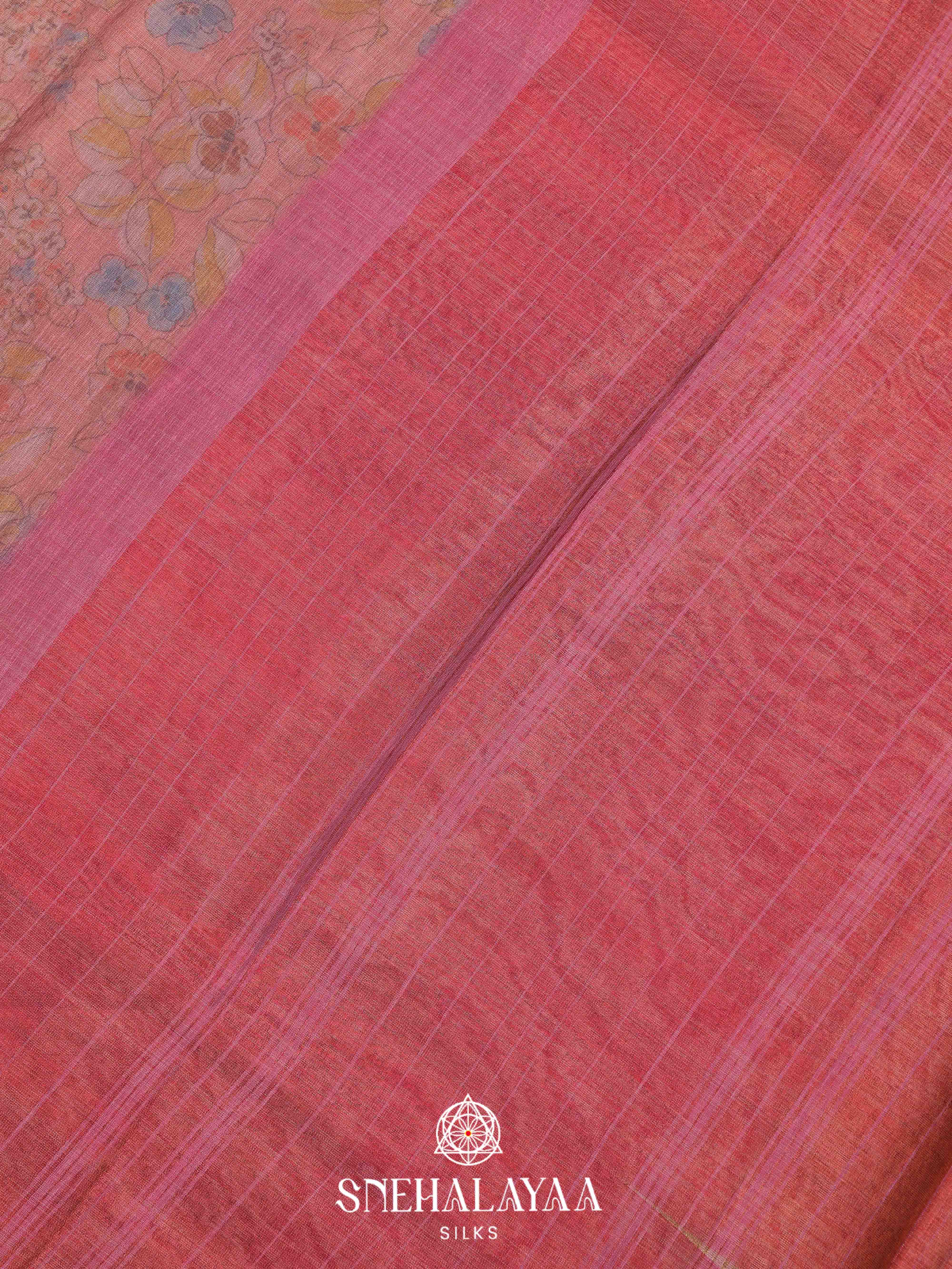 Peach Linen Saree