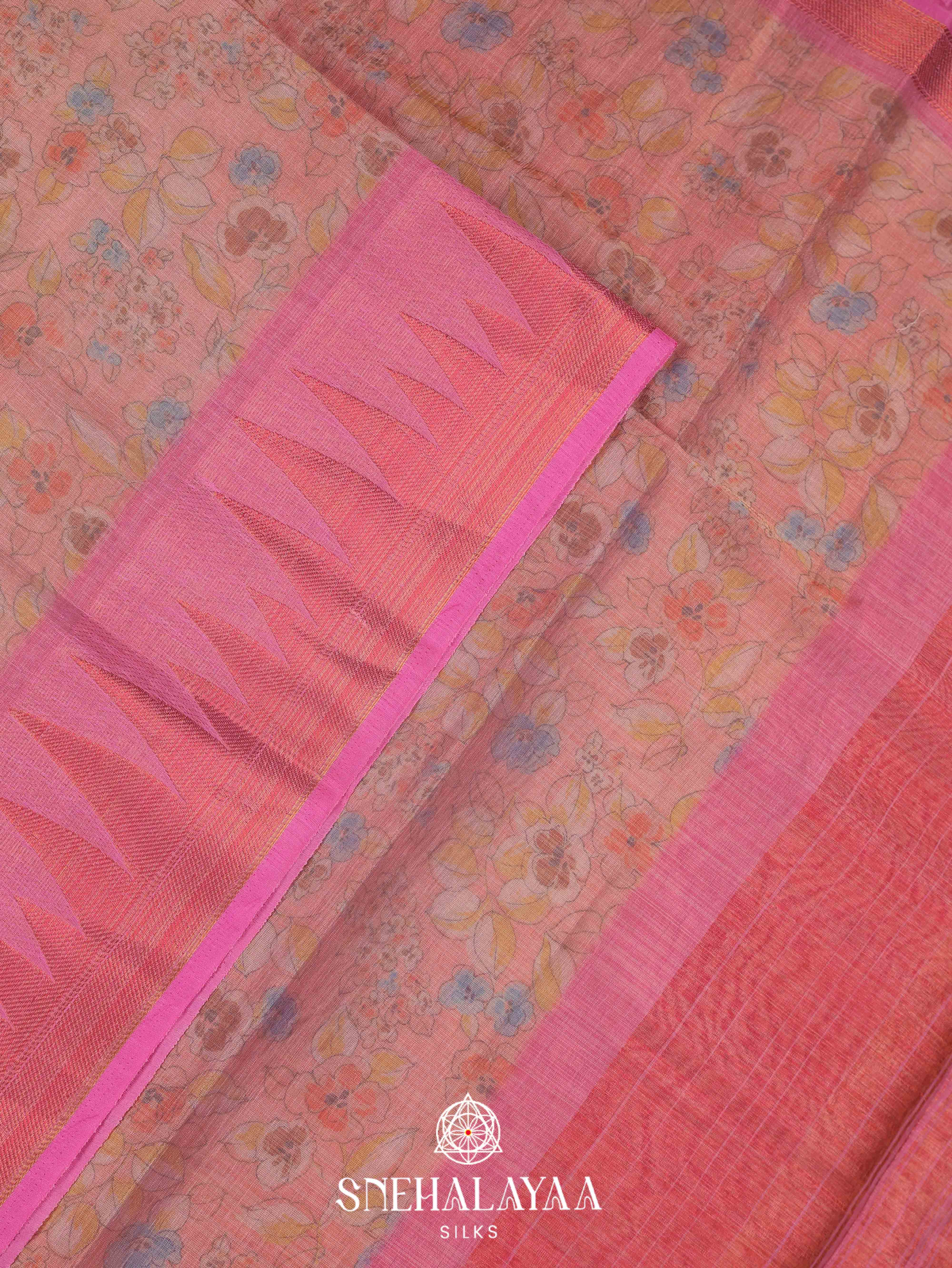Peach Linen Saree