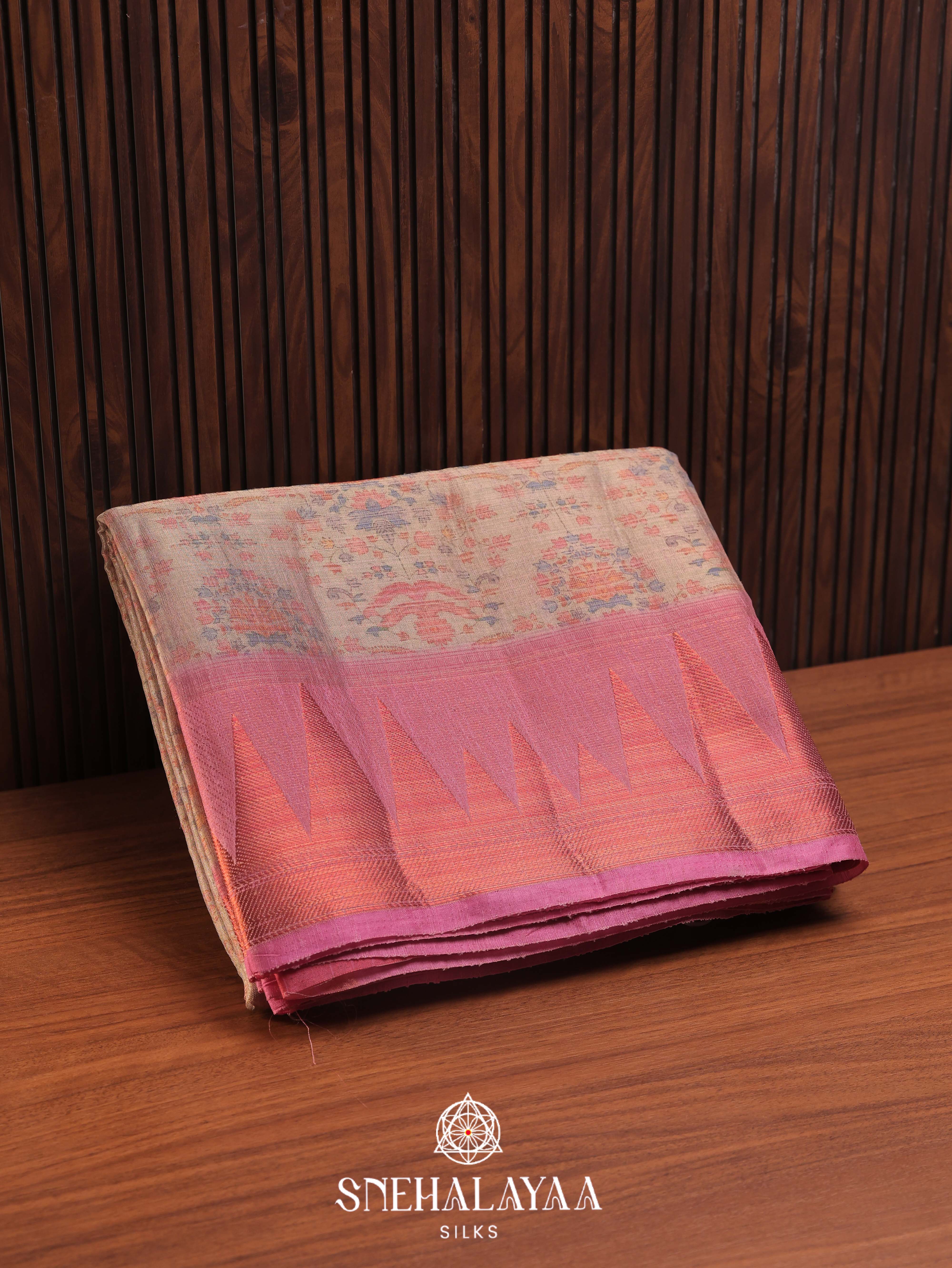 Beige Linen Saree