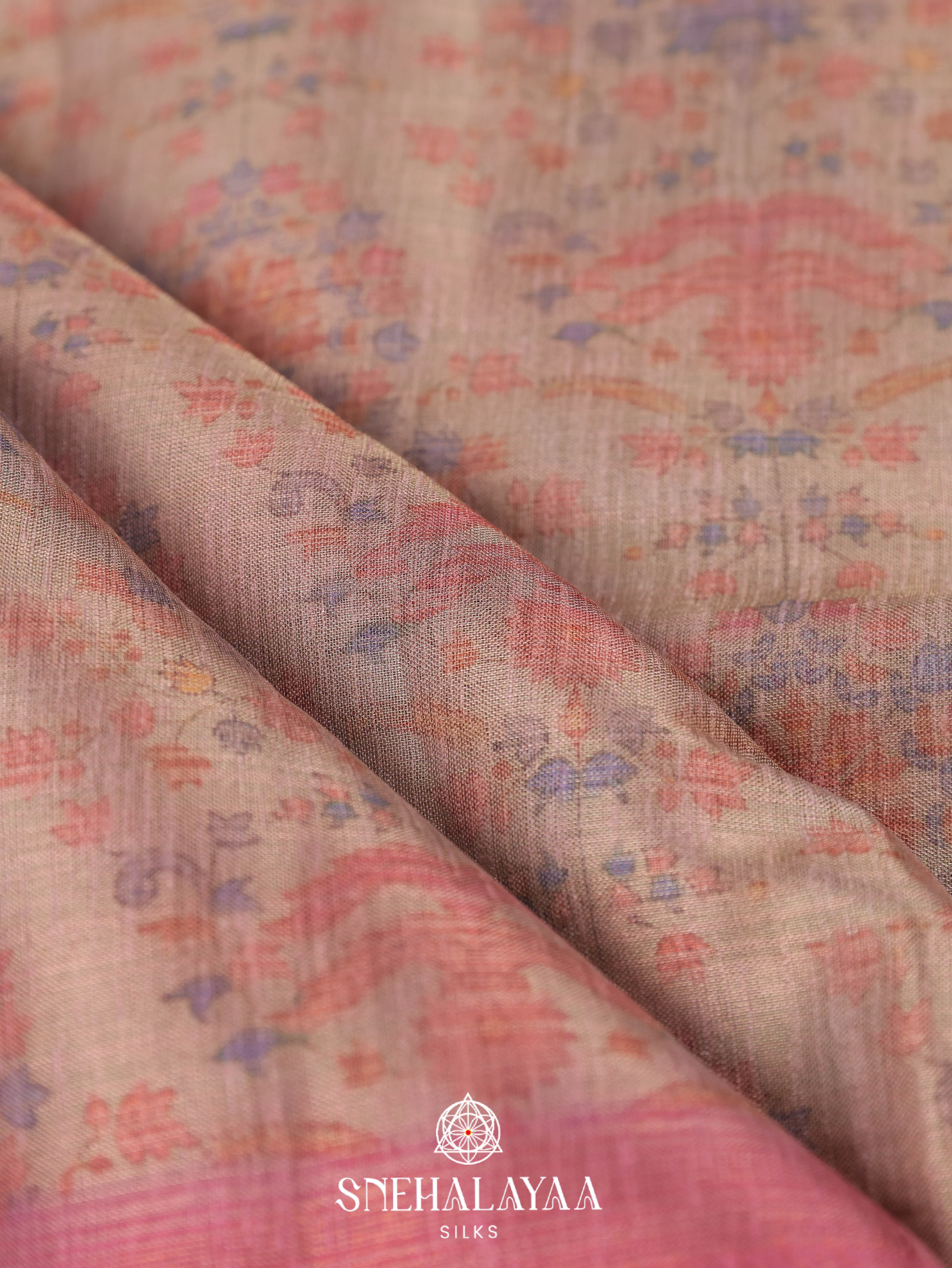 Beige Linen Saree