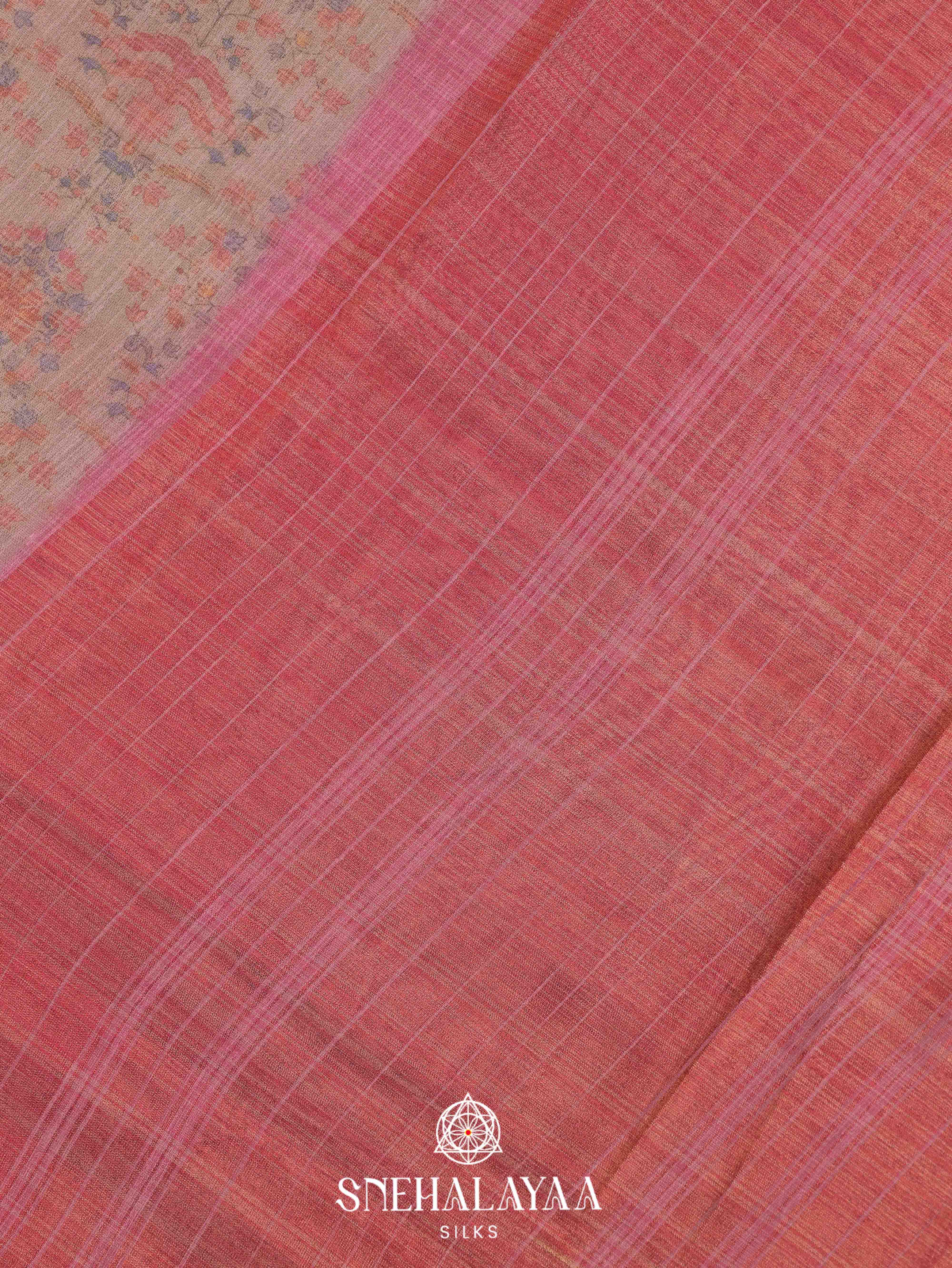 Beige Linen Saree