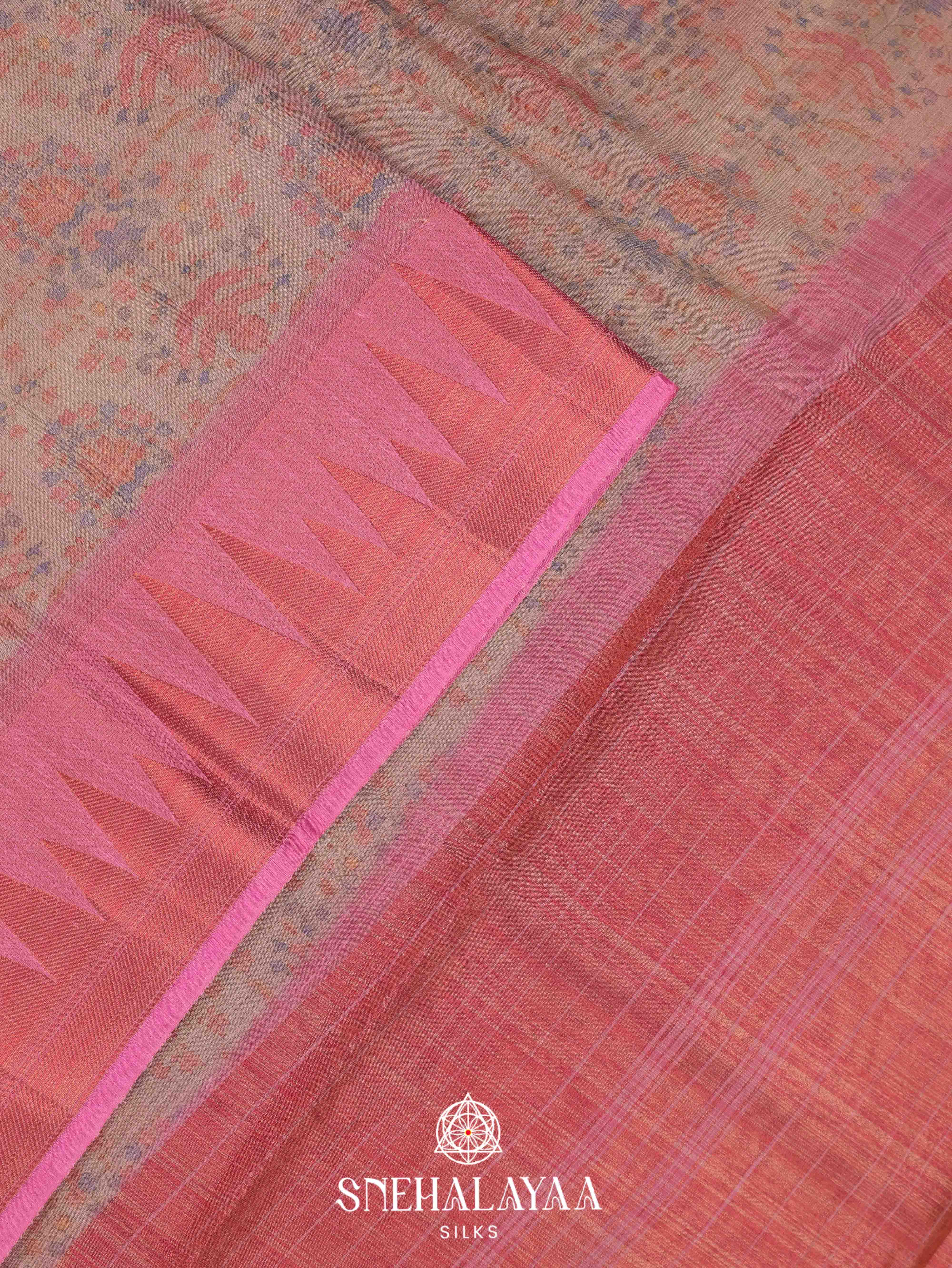 Beige Linen Saree