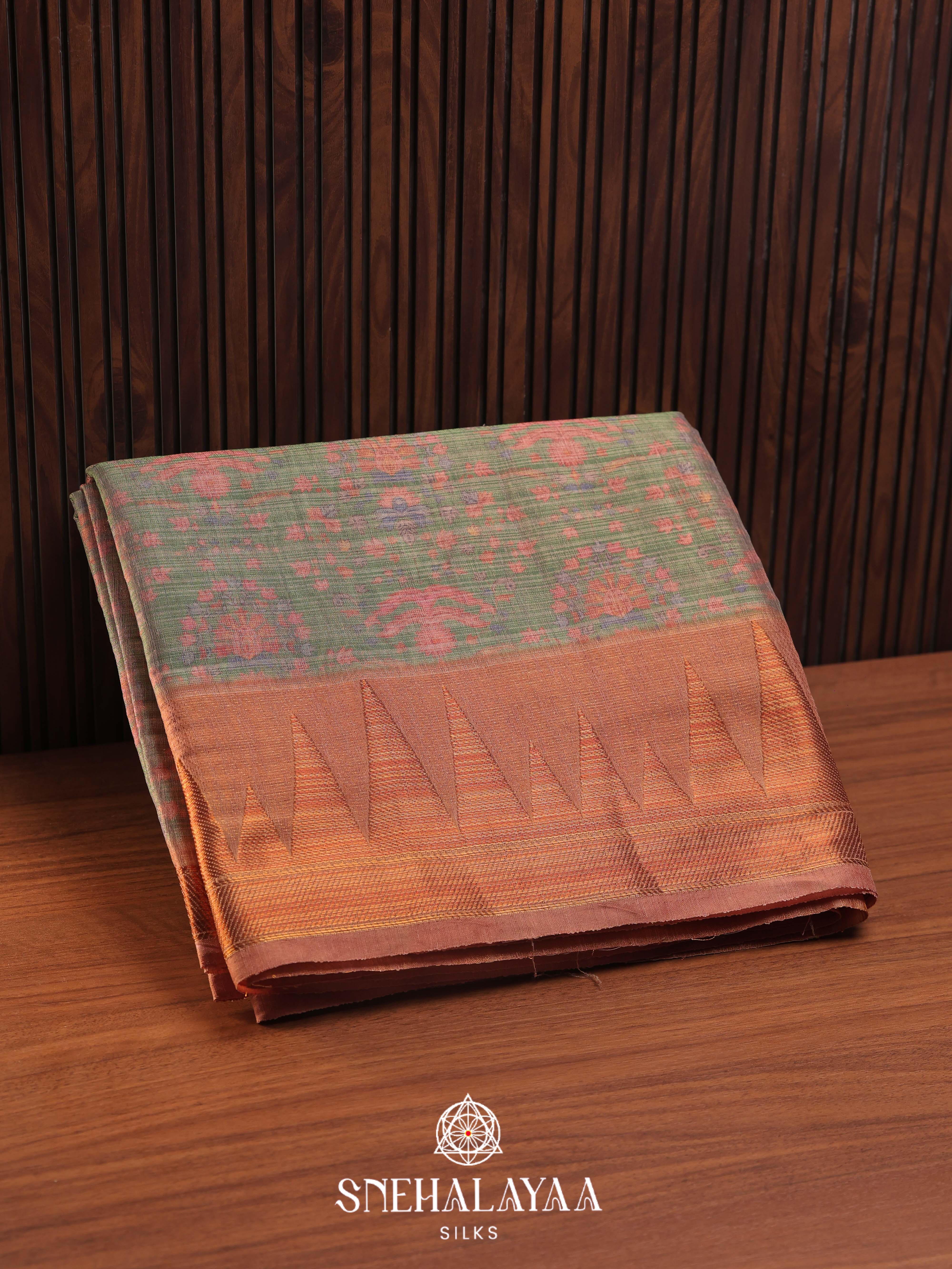 Green Linen Saree