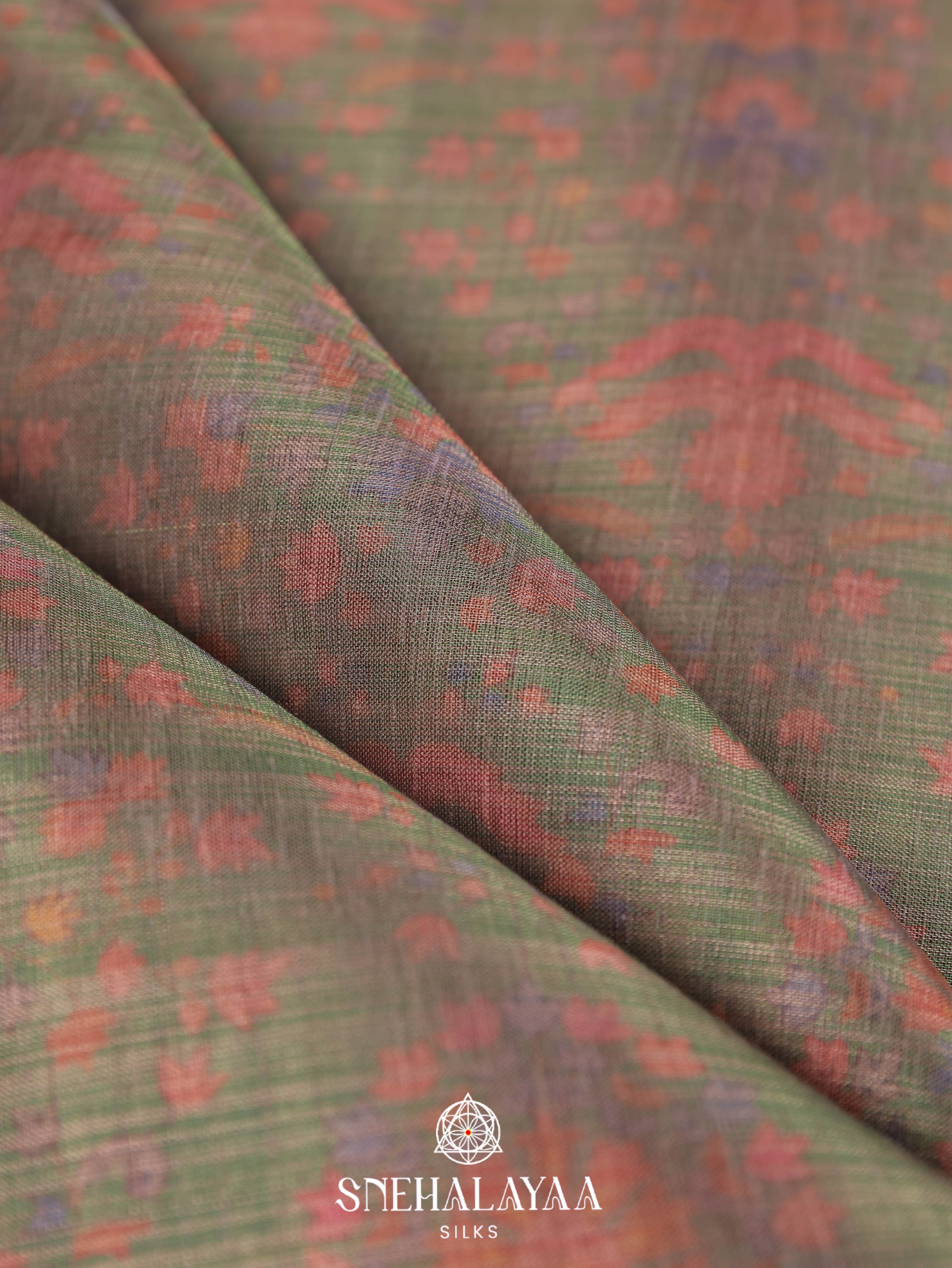 Green Linen Saree