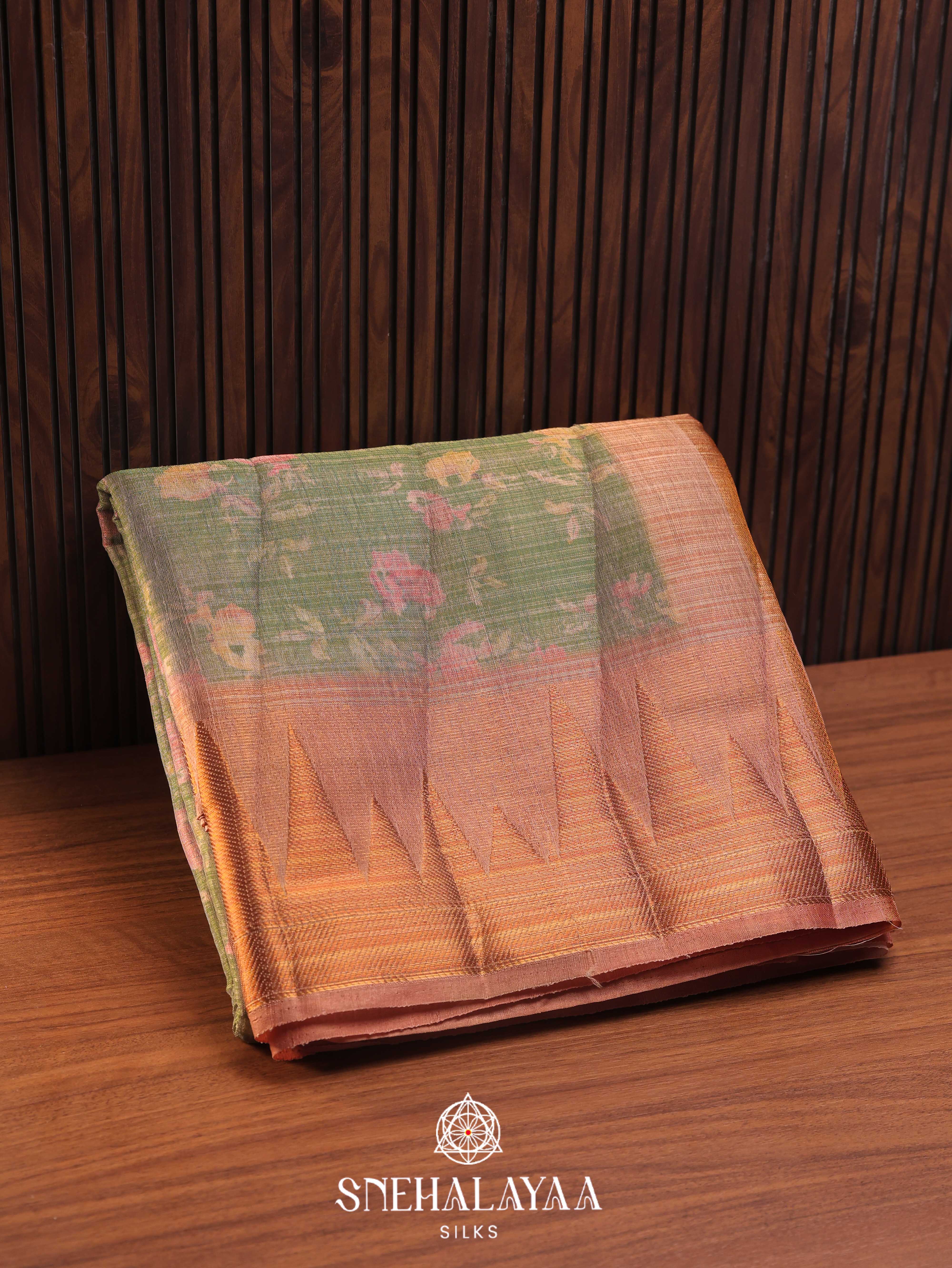 Green Linen Saree
